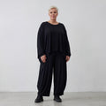 Oversize Shirt in feinem, stretchigem Jersey für lässigen Lagenlook und zeitlos legeren Stil, Schwarz