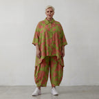 Damen Hose Lagenlook Viskose, Ballonschnitt, Punkte, Flügeltaschen, Oversize große Größen – AKH Fashion
