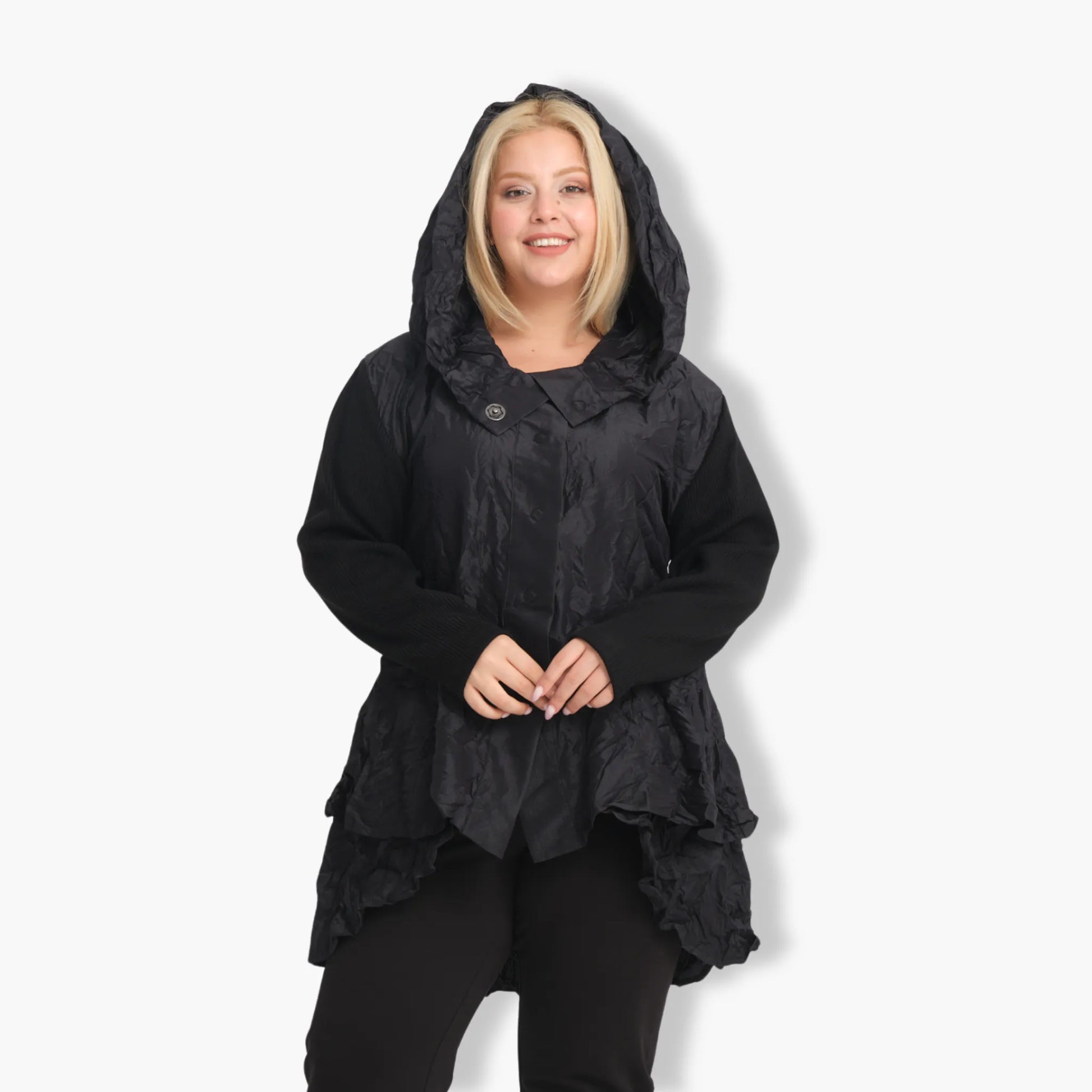  A-Form Jacke von Zedd Plus aus Polyamid, 24626, Schwarz, Schick, Modern, Bequem