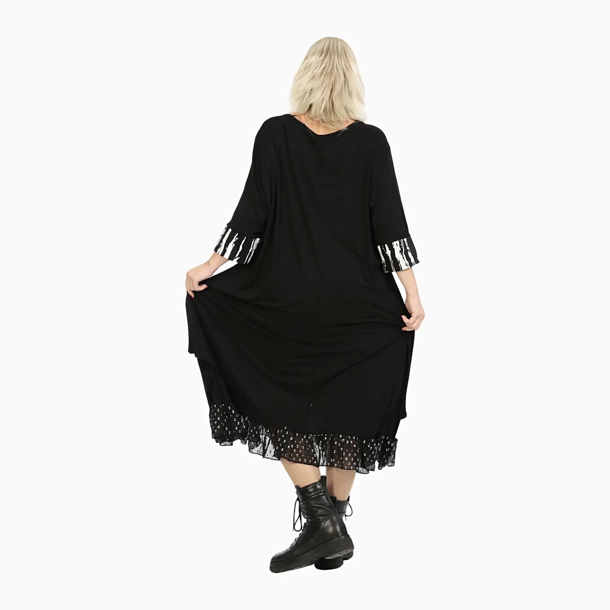  Ballonkleid von AKH Fashion aus Viskose, 1230.05909, Schwarz-Weiß-Nieten, Schick, Modern