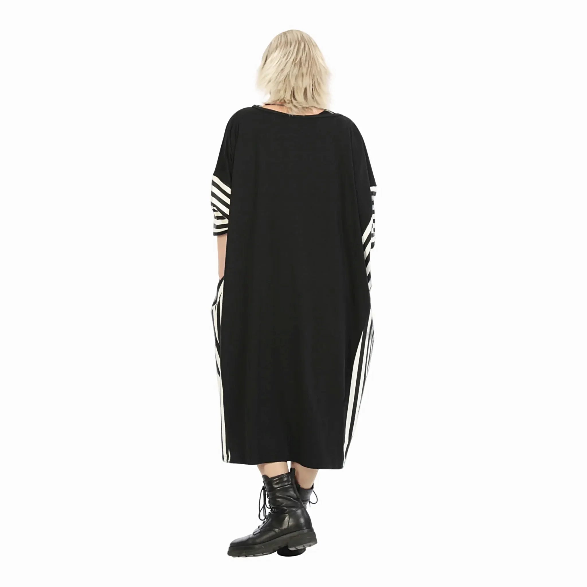  AKH Fashion Kleid in gerader Form, aus Viskose, 1231.06905, Schwarz-Ecru, Schick, Modern