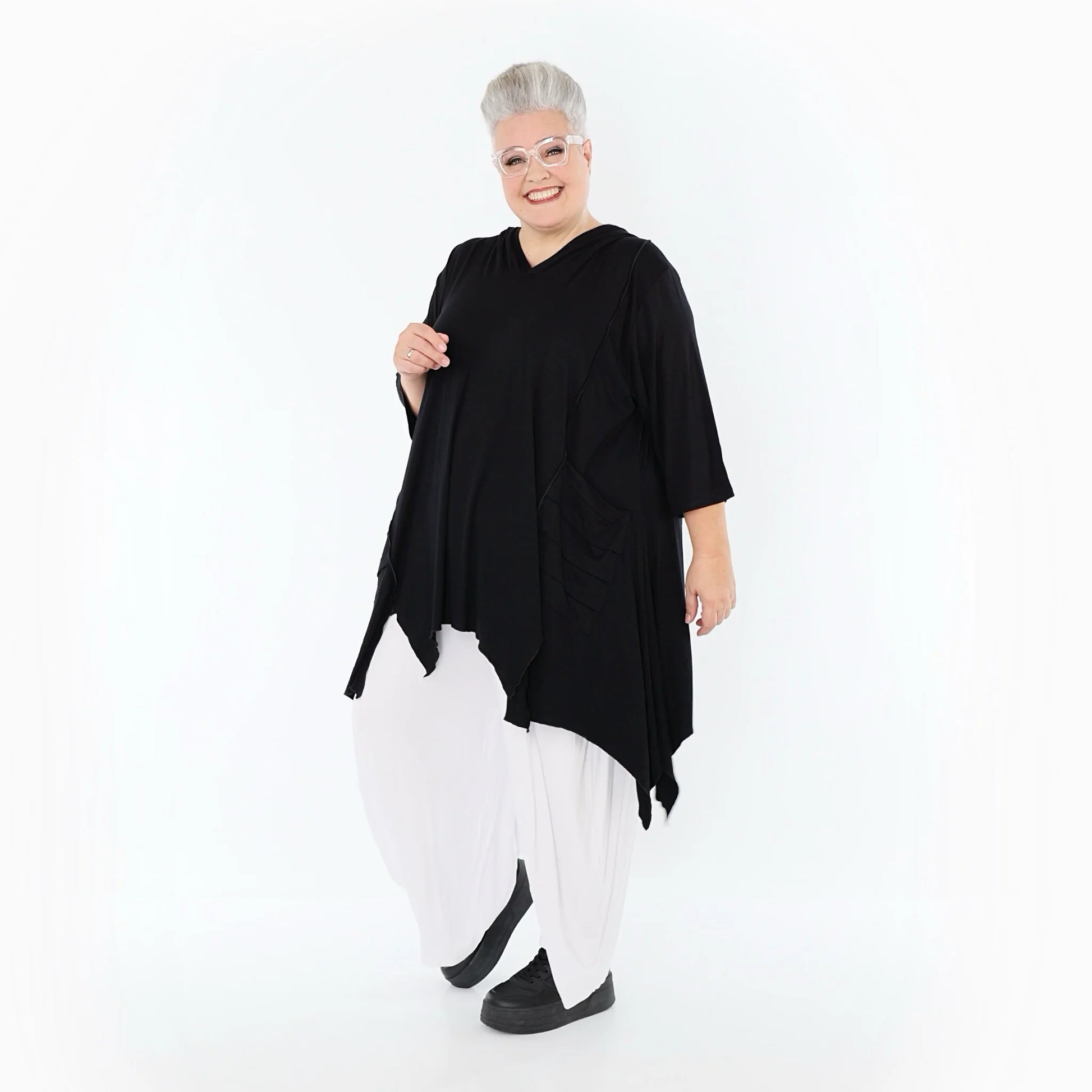  A-Form Bigshirt von AKH Fashion aus Viskose, 1233.06448, Schwarz, Ausgefallen, Zeitlos