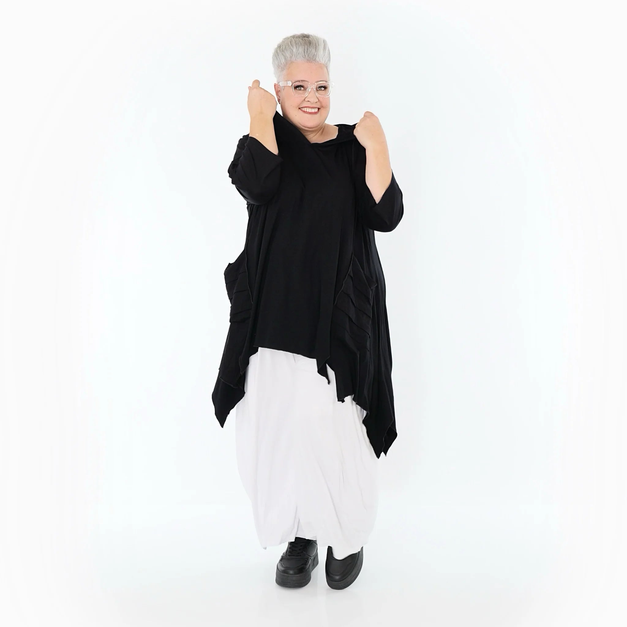  A-Form Bigshirt von AKH Fashion aus Viskose, 1233.06448, Schwarz, Ausgefallen, Zeitlos