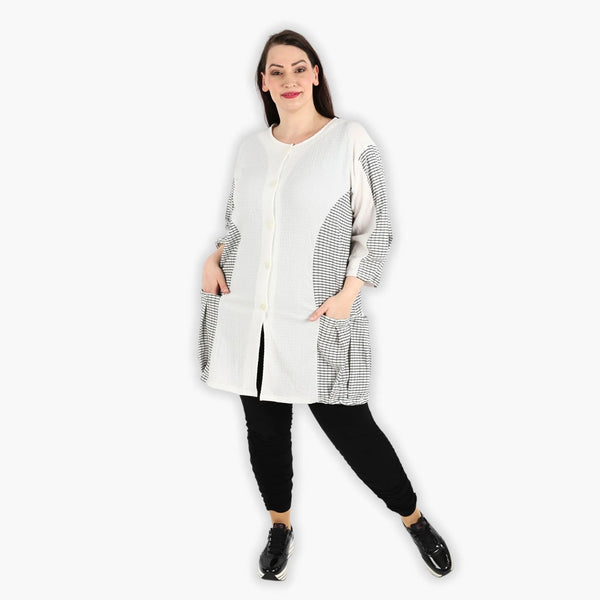  AKH Fashion Jacke in gerundeter Form, aus Viskose, 1288.06933, Weiß-Schwarz, Kariert
