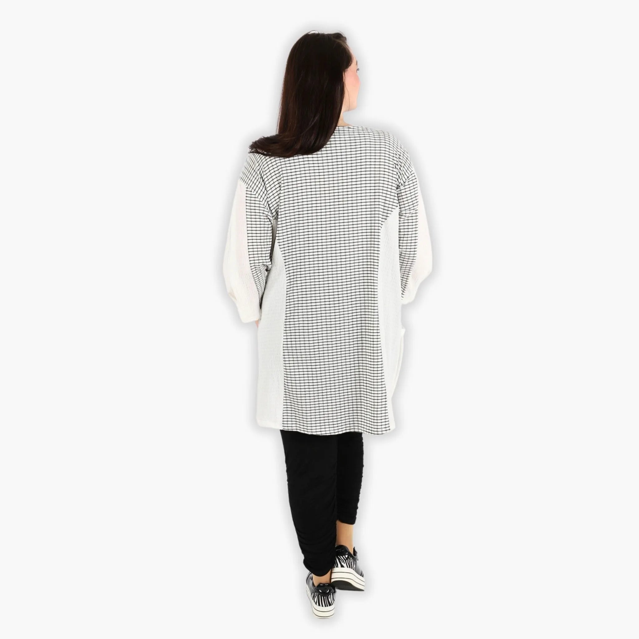  AKH Fashion Jacke in gerundeter Form, aus Viskose, 1288.06933, Weiß-Schwarz, Kariert