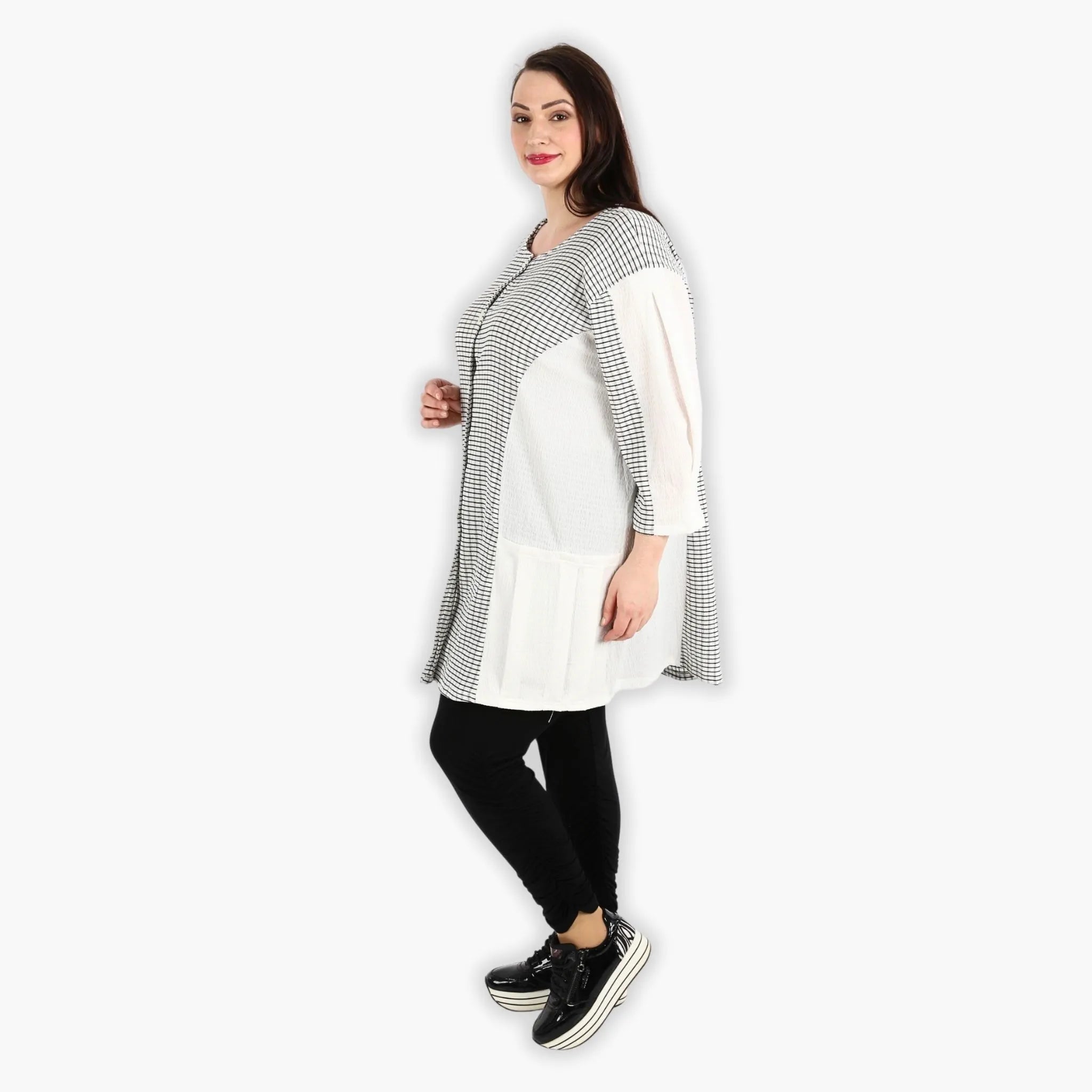  AKH Fashion Jacke in gerundeter Form, aus Viskose, 1288.06933, Weiß-Schwarz, Kariert