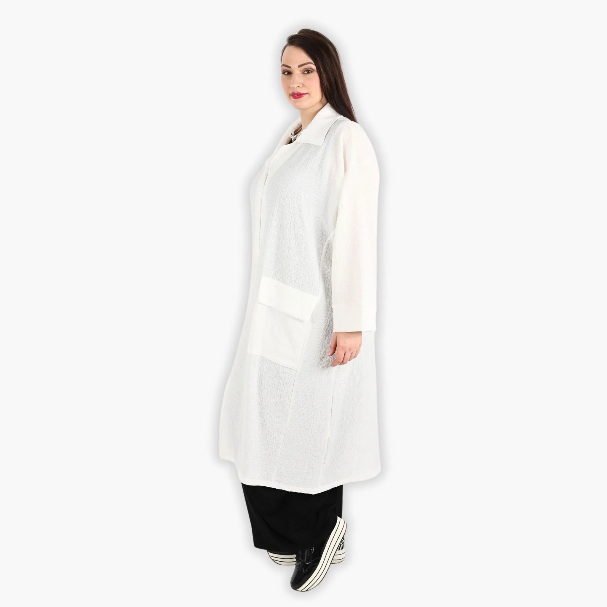  AKH Fashion Mantel in gerader Form, aus Viskose, 1288.06934, Weiß, Kariert, Schick