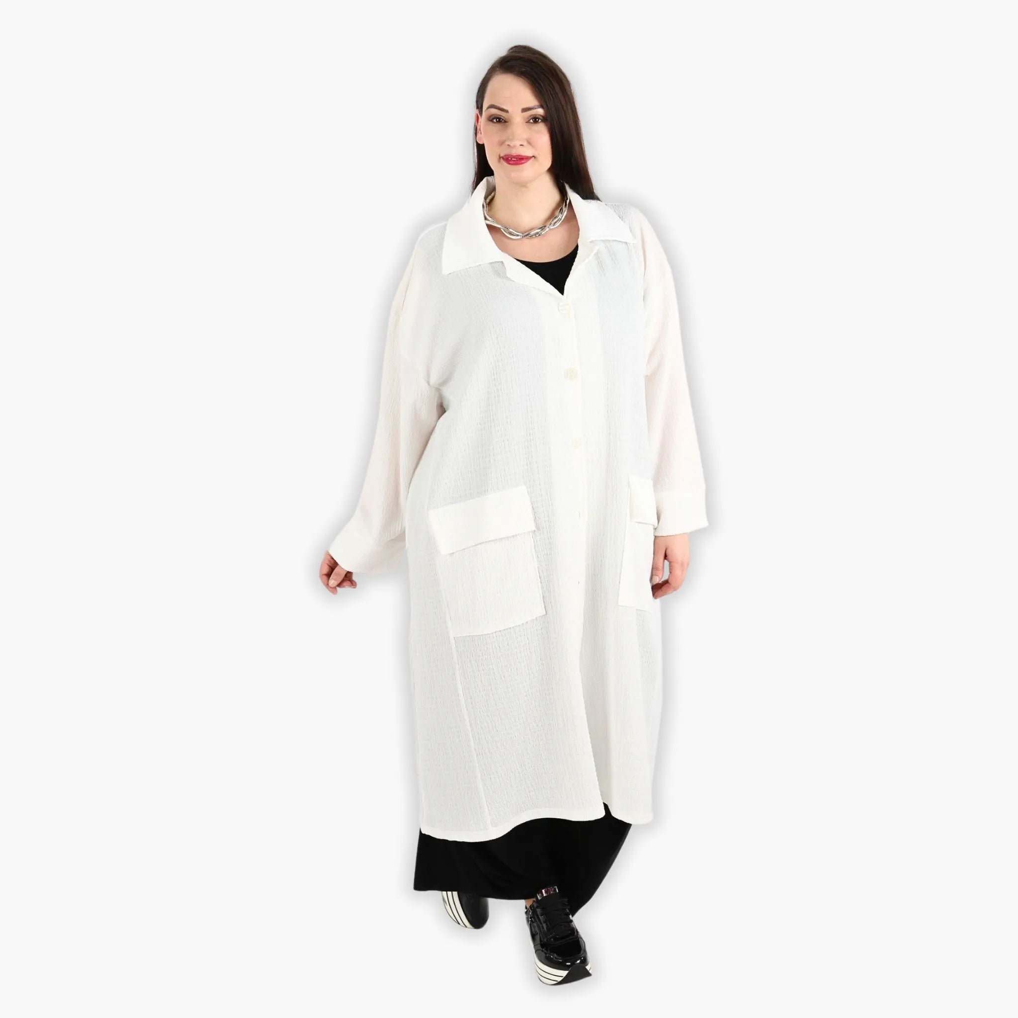 AKH Fashion Mantel in gerader Form, aus Viskose, 1288.06934, Weiß, Kariert, Schick