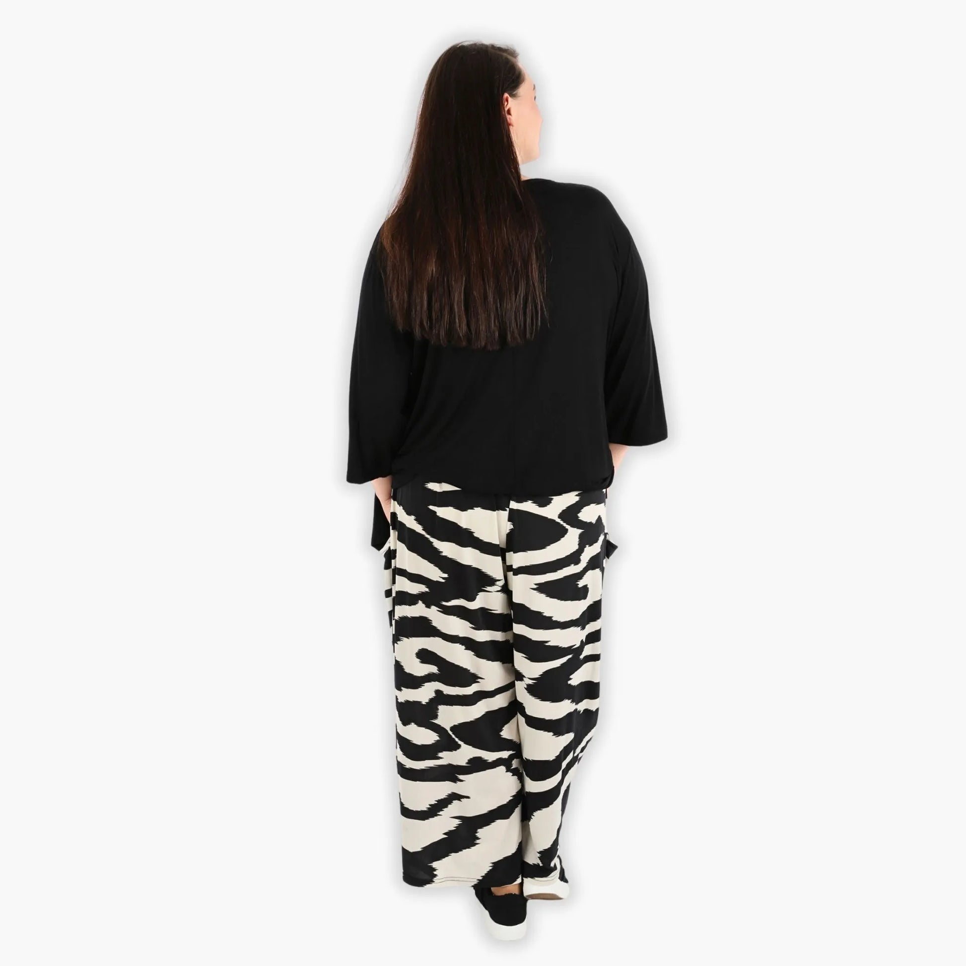  Ballonhose von AKH Fashion aus Viskose, 1291.08069, Ecru-Schwarz, Zebra, Schick, Modern