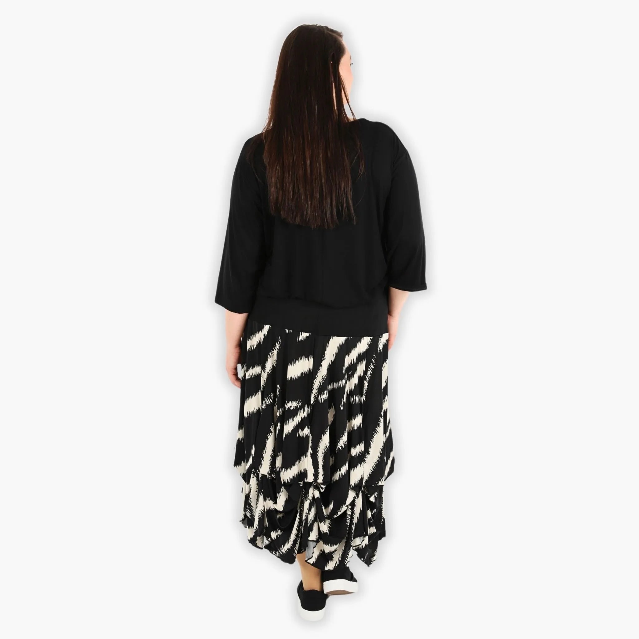  Ballonrock von AKH Fashion aus Viskose, 1293.07559, Schwarz-Ecru, Zebra, Schick, Modern