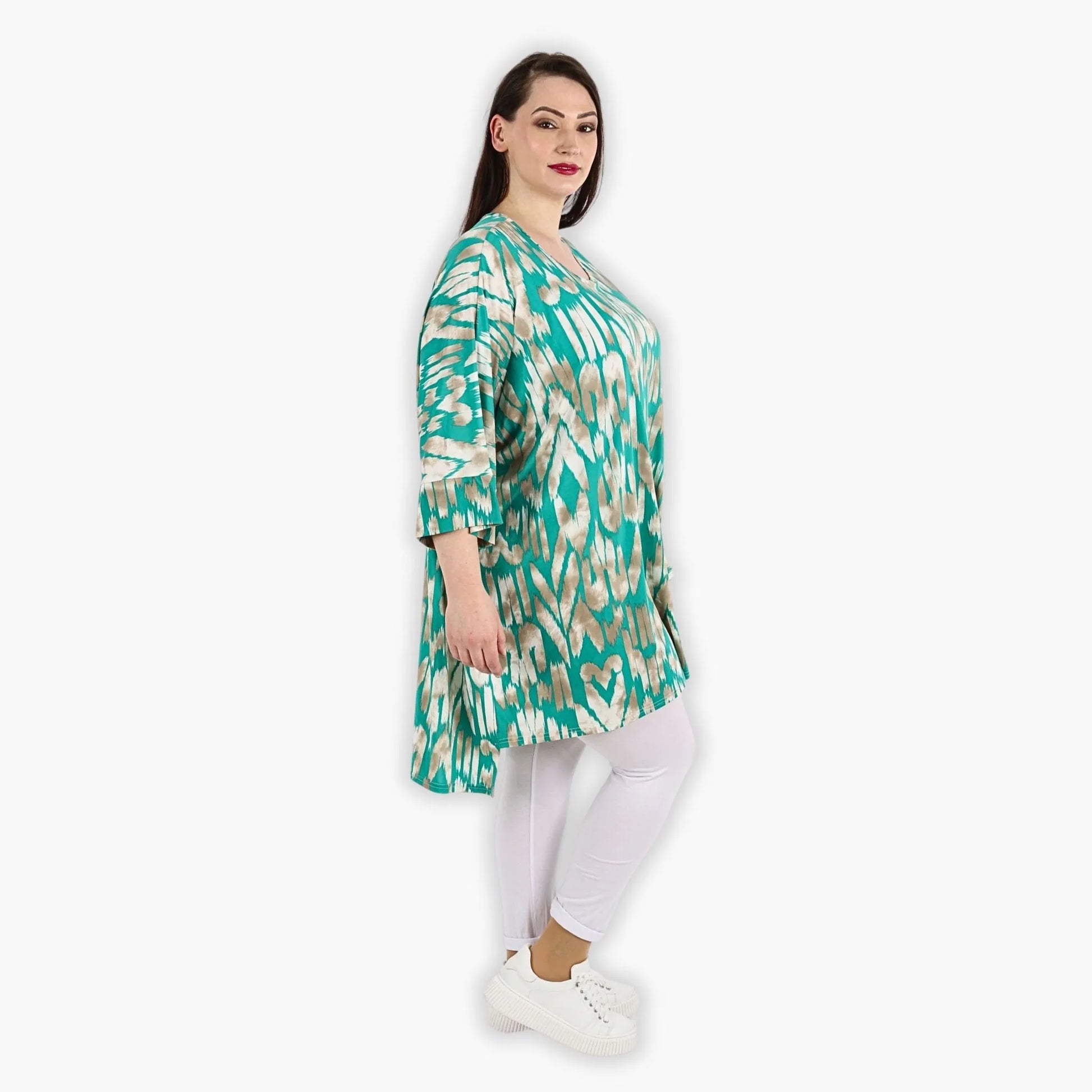  Lässiges Shirt mit geradem Schnitt und modischen Taschen in mint-beige für den oversize Look