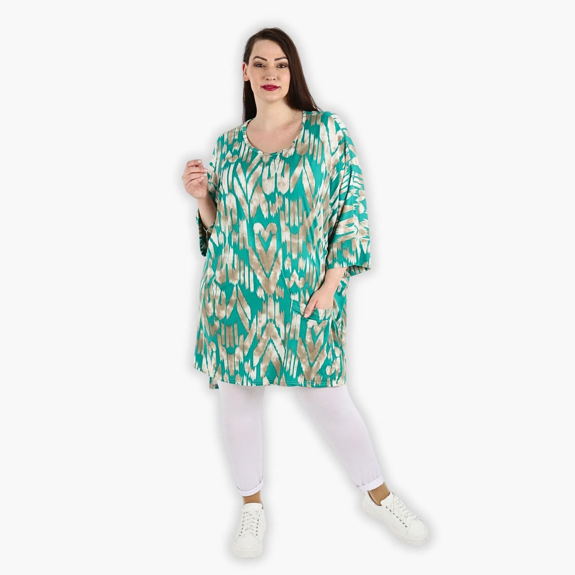  Lässiges Shirt mit geradem Schnitt und modischen Taschen in mint-beige für den oversize Look