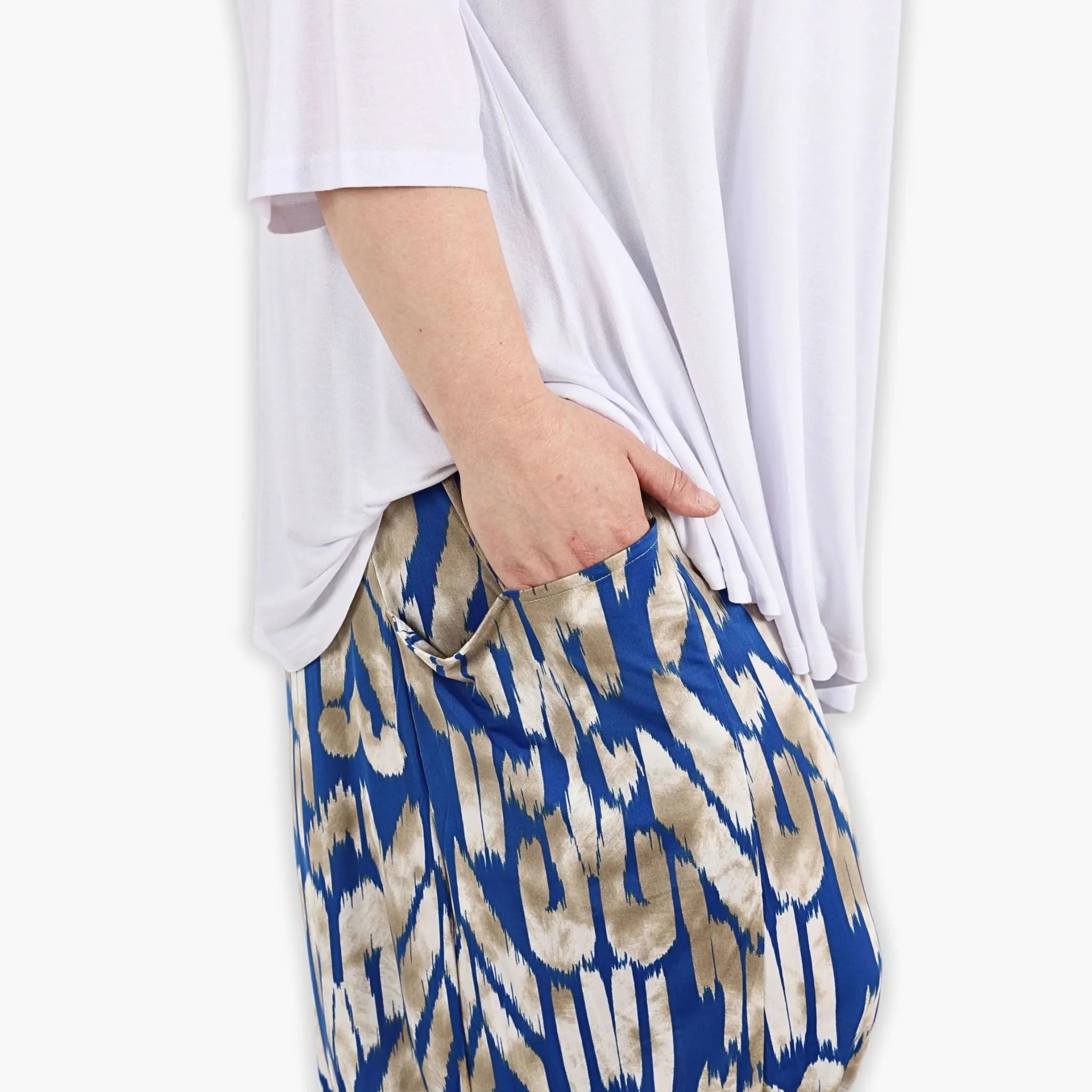  Ballonhose von AKH Fashion aus Viskose, 1296.08069, Royalblau-Beige, Grafik, Schick