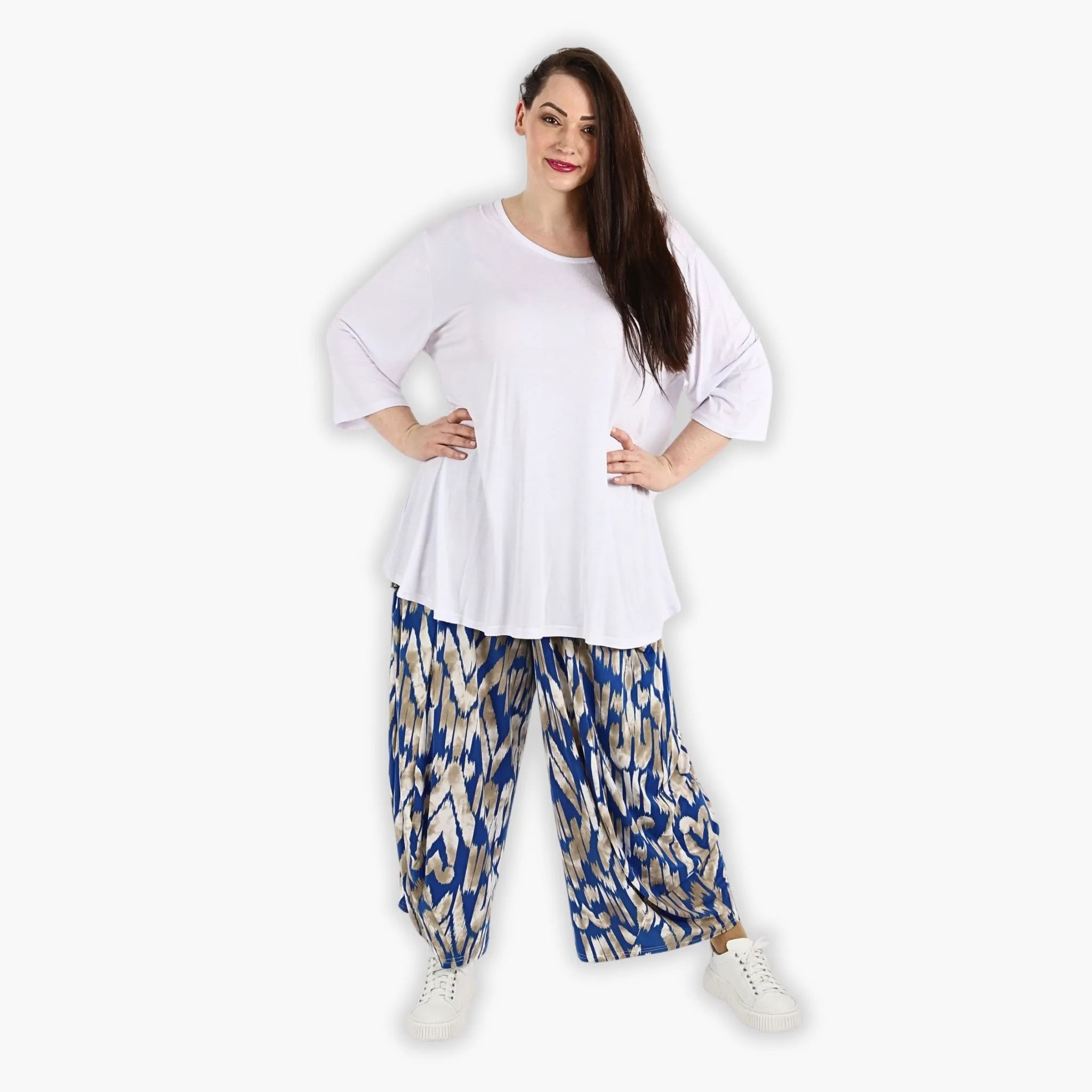  Ballonhose von AKH Fashion aus Viskose, 1296.08069, Royalblau-Beige, Grafik, Schick