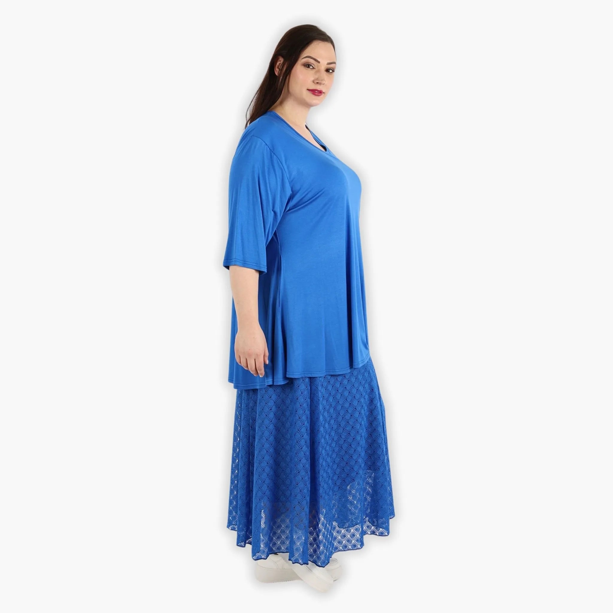  AKH Fashion Rock in gerundeter Form, aus Viskose, 1297.00136, Royalblau, Netz, Schick
