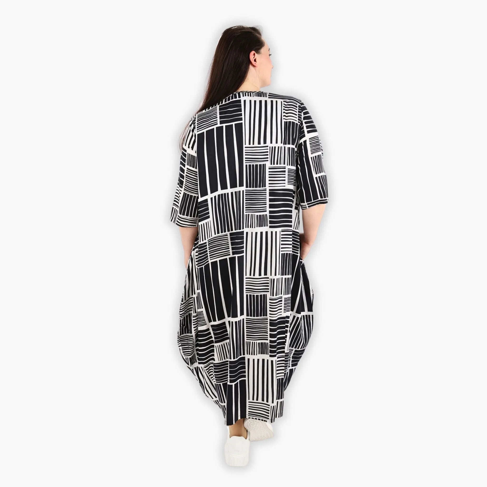  Ballonkleid von AKH Fashion aus Viskose, 1298.01926, Schwarz-Weiß, Schick, Modern, Bequem
