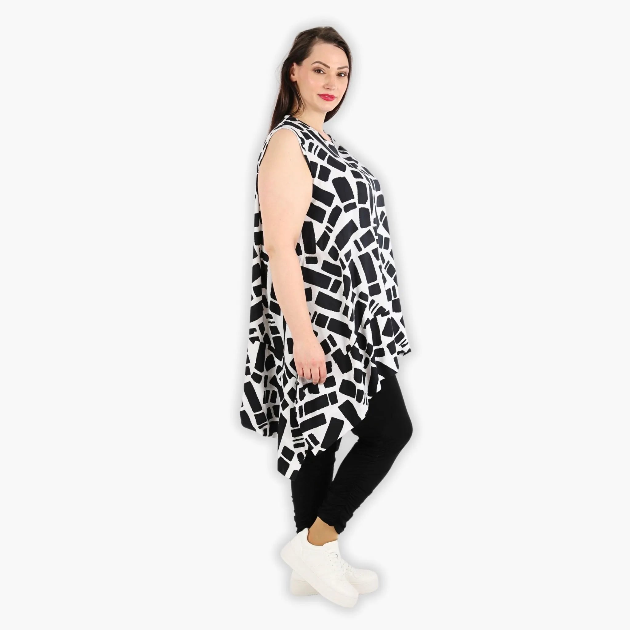  A-Form Tunika von AKH Fashion aus Viskose, 1299.03051, Schwarz-Weiß, Schick, Modern
