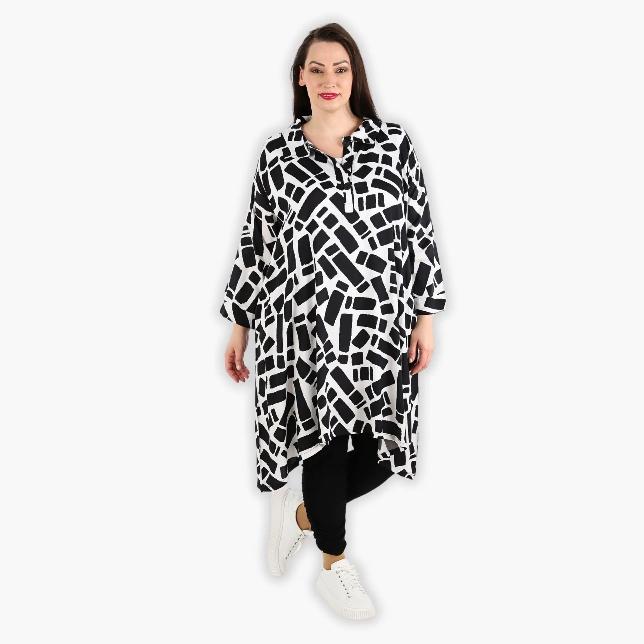  A-Form Bluse von AKH Fashion aus Viskose, 1299.06906, Schwarz-Weiß, Schick, Modern, Bequem