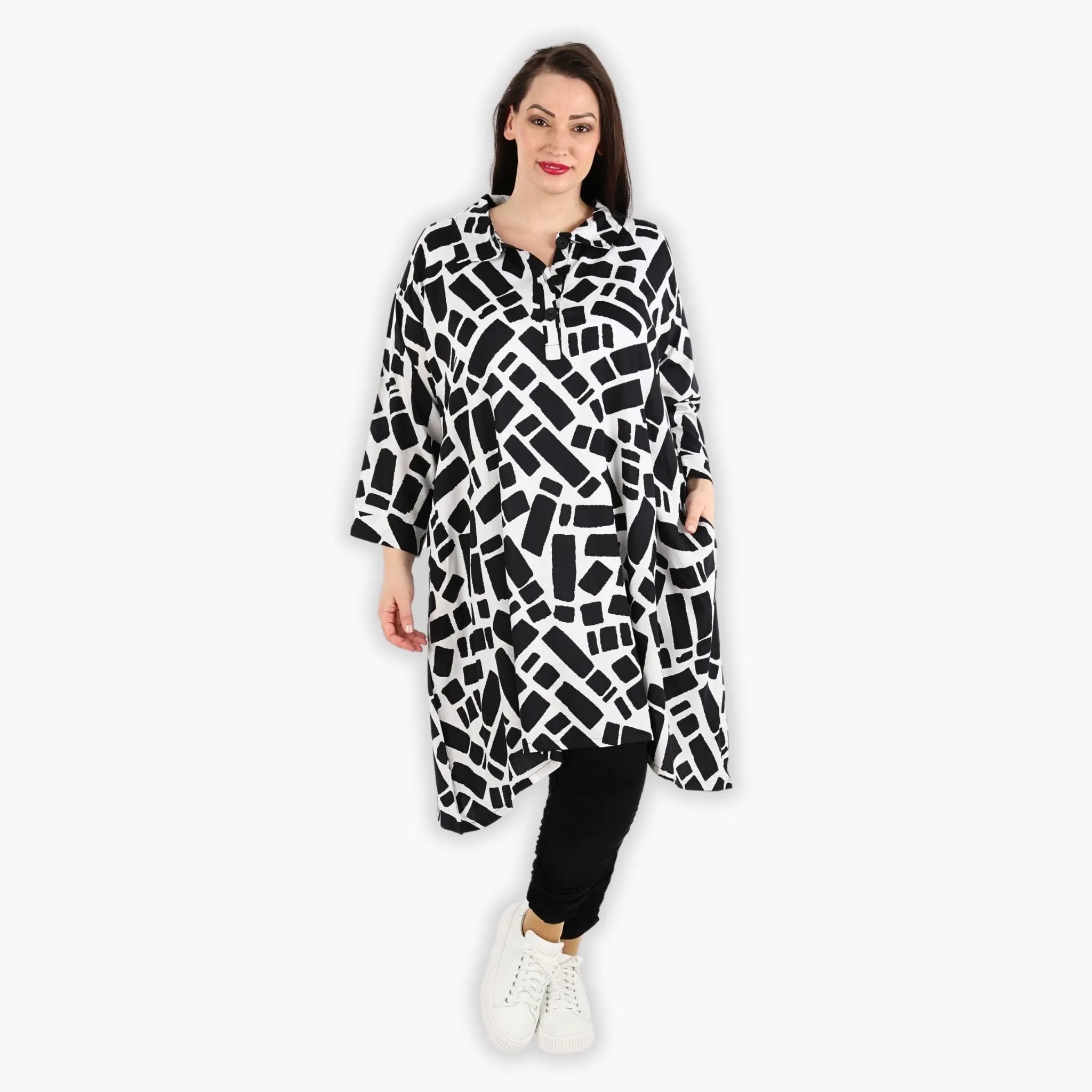  A-Form Bluse von AKH Fashion aus Viskose, 1299.06906, Schwarz-Weiß, Schick, Modern, Bequem