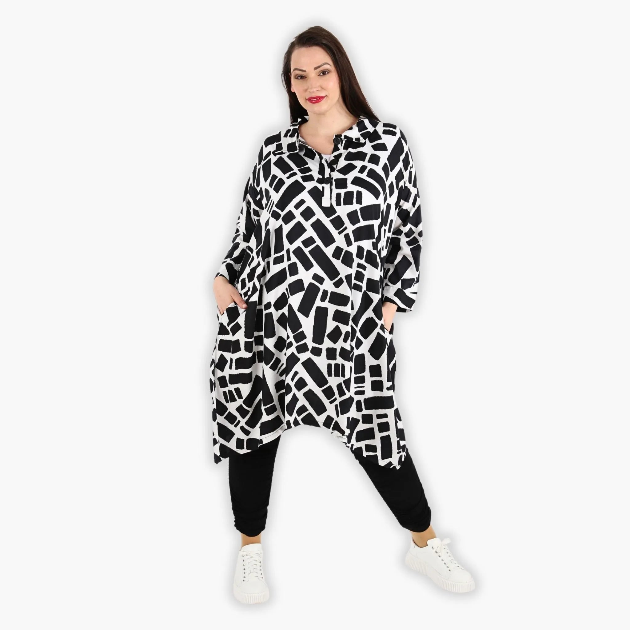  A-Form Bluse von AKH Fashion aus Viskose, 1299.06906, Schwarz-Weiß, Schick, Modern, Bequem