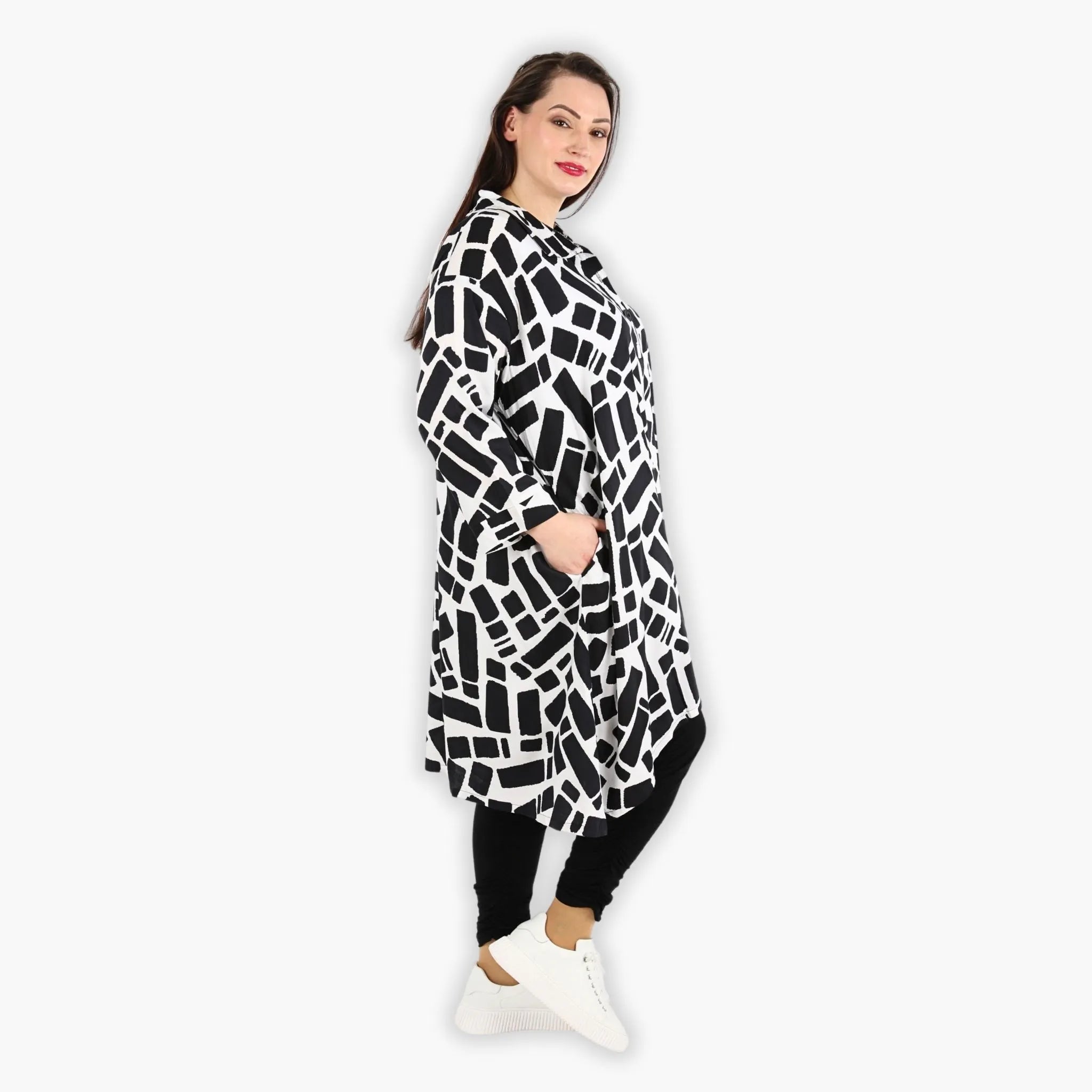  A-Form Bluse von AKH Fashion aus Viskose, 1299.06906, Schwarz-Weiß, Schick, Modern, Bequem