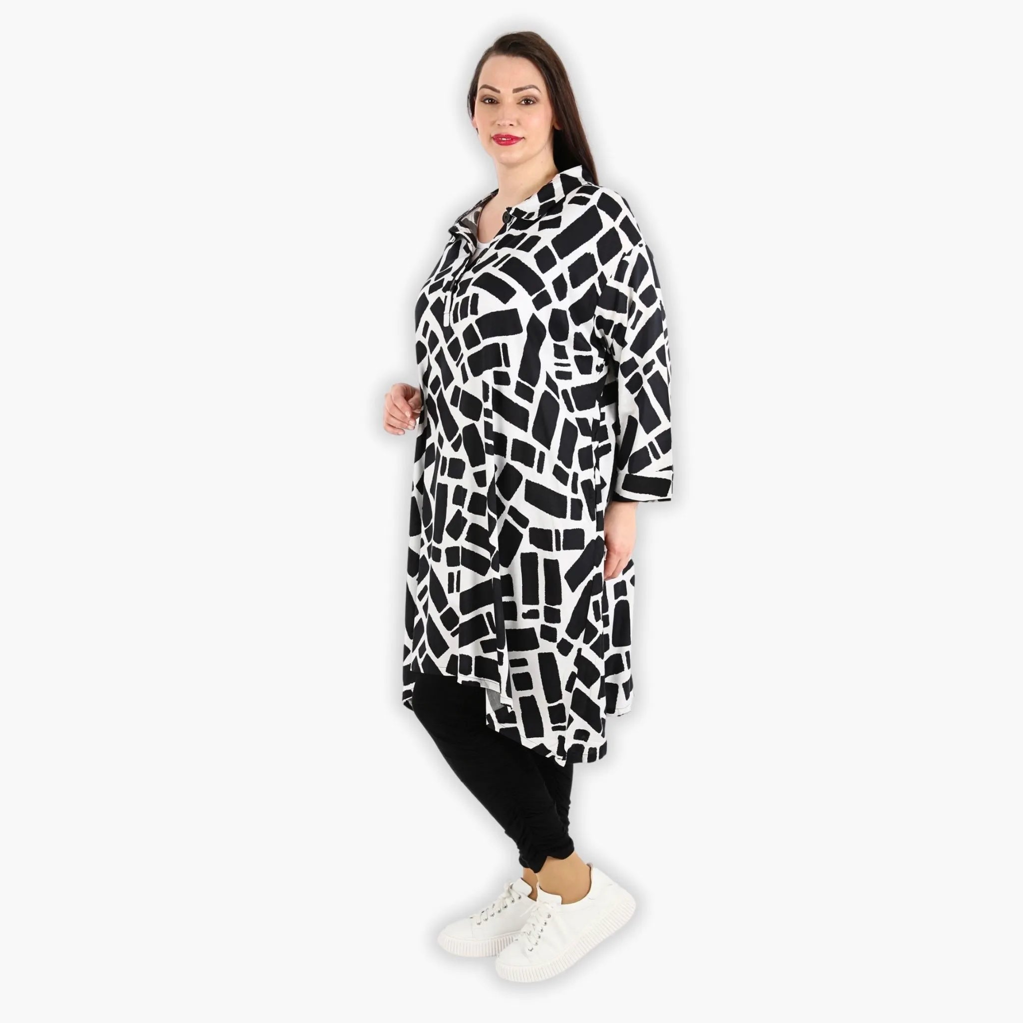  A-Form Bluse von AKH Fashion aus Viskose, 1299.06906, Schwarz-Weiß, Schick, Modern, Bequem