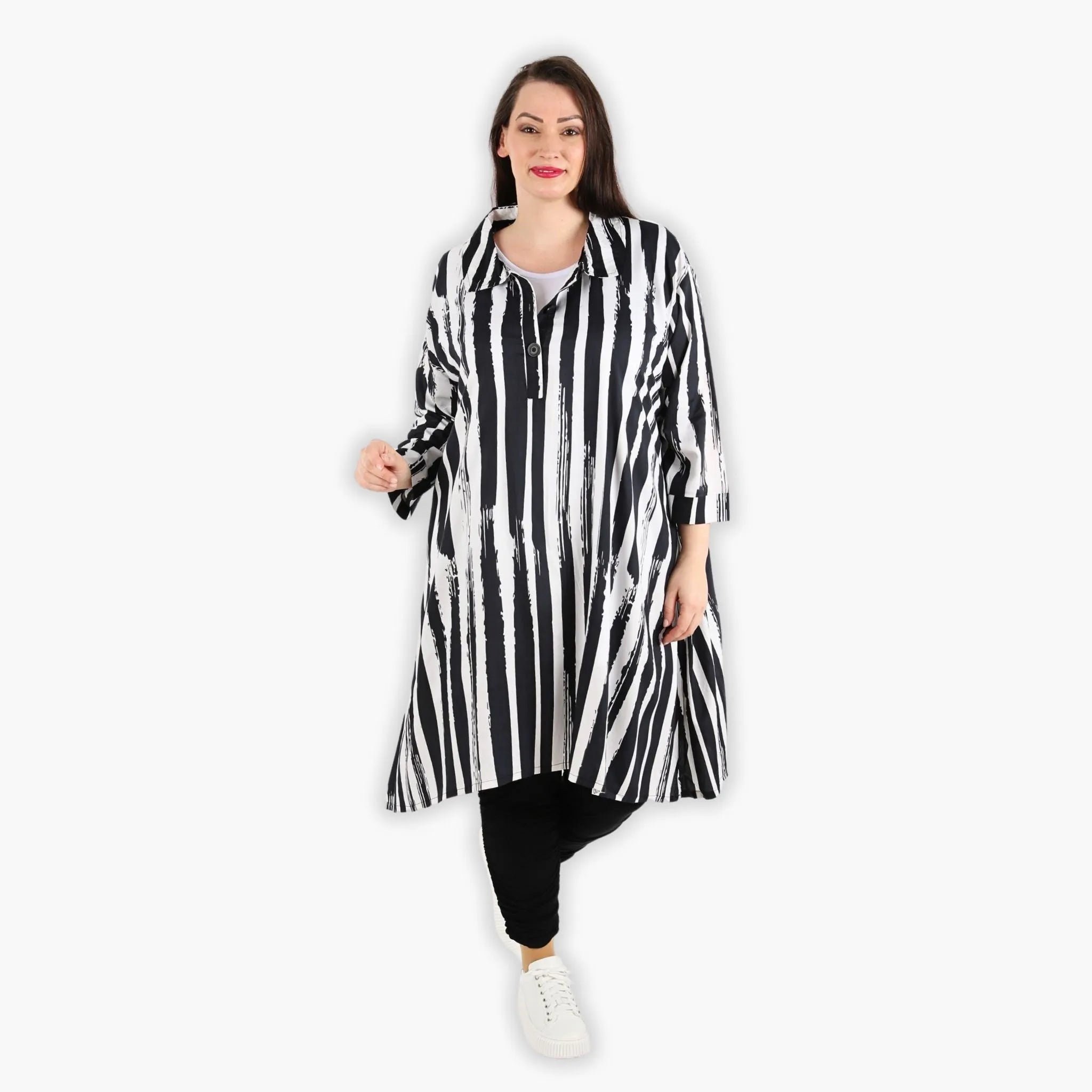  A-Form Bluse von AKH Fashion aus Viskose, 1300.06906, Schwarz-Weiß, Schick, Modern, Bequem