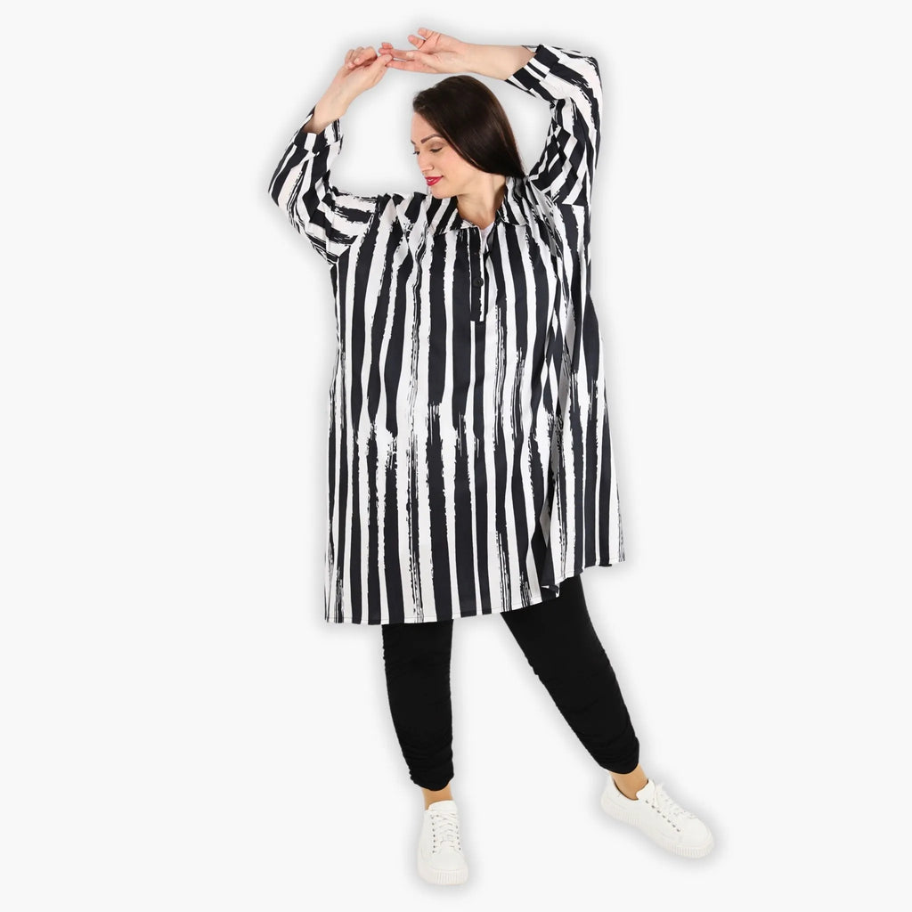  A-Form Bluse von AKH Fashion aus Viskose, 1300.06906, Schwarz-Weiß, Schick, Modern, Bequem