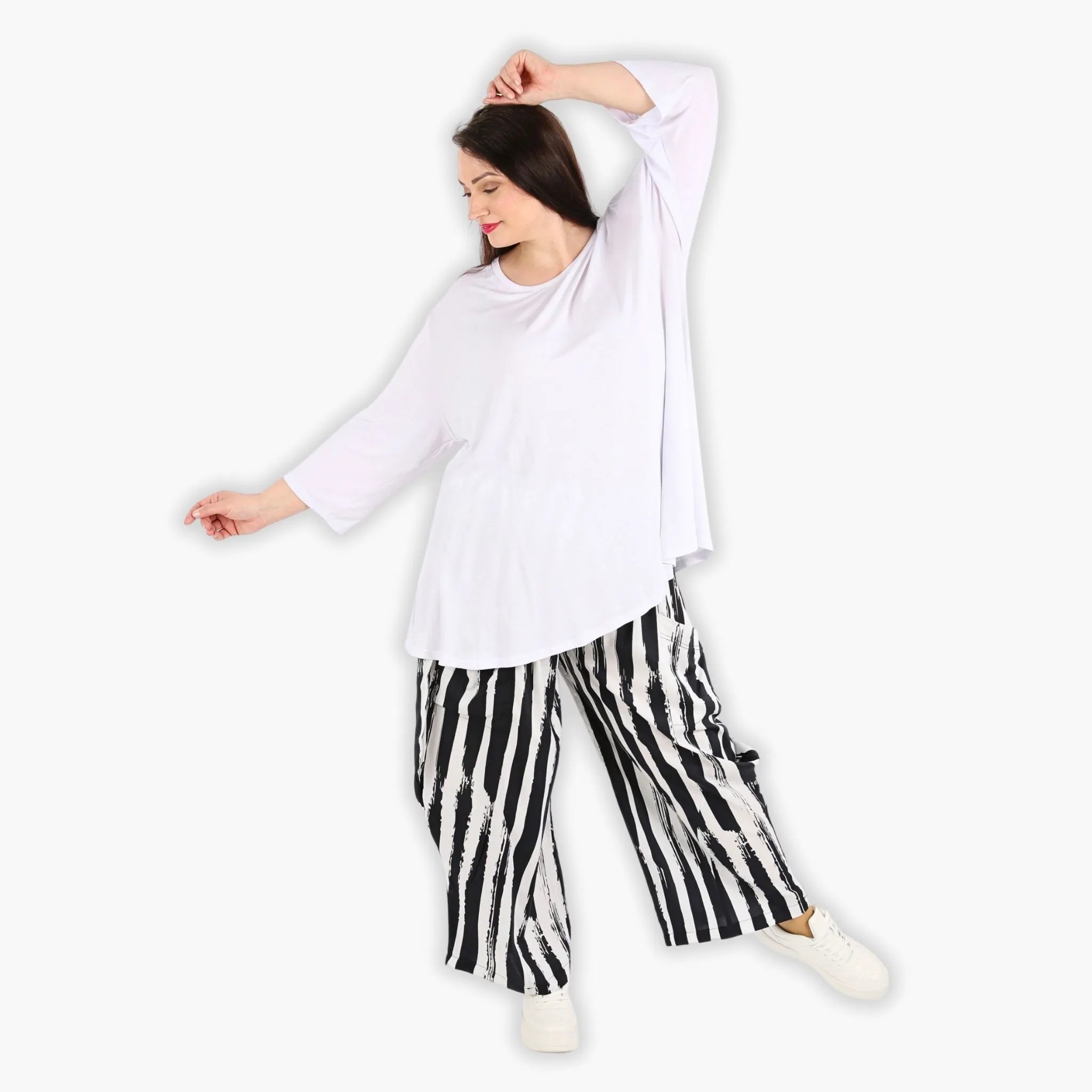  Ballonhose von AKH Fashion aus Viskose, 1300.08069, Schwarz-Weiß, Schick, Modern, Bequem