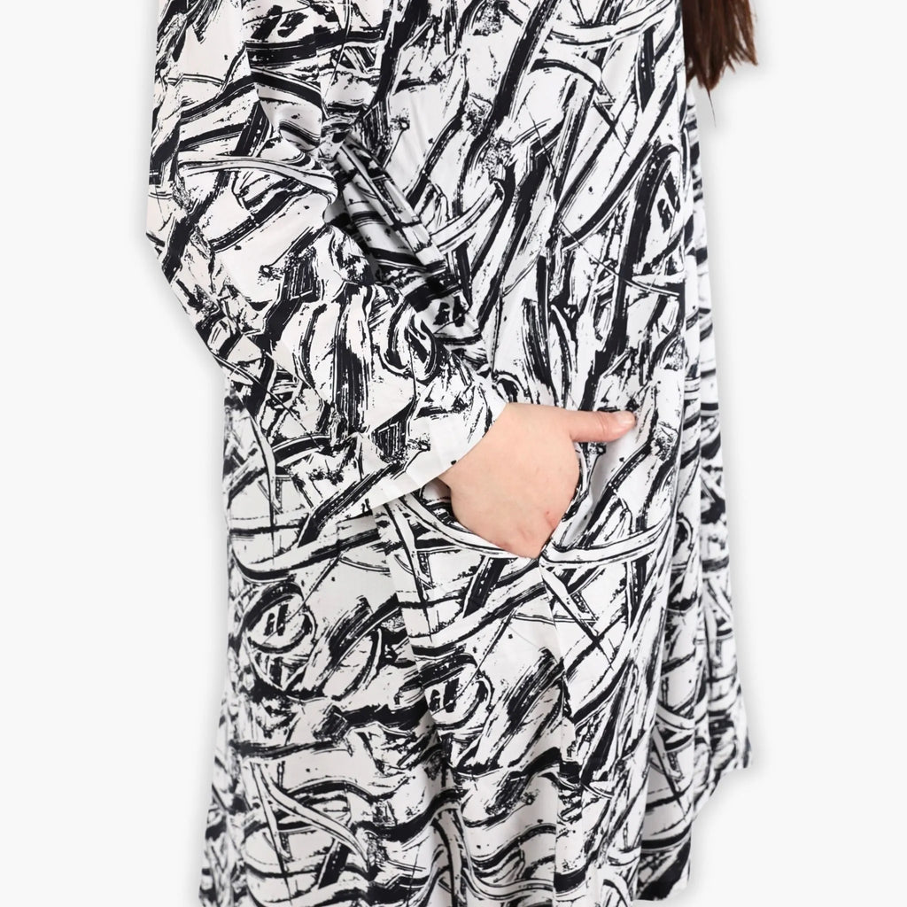  A-Form Bluse von AKH Fashion aus Viskose, 1301.06906, Schwarz-Weiß, Schick, Modern, Bequem