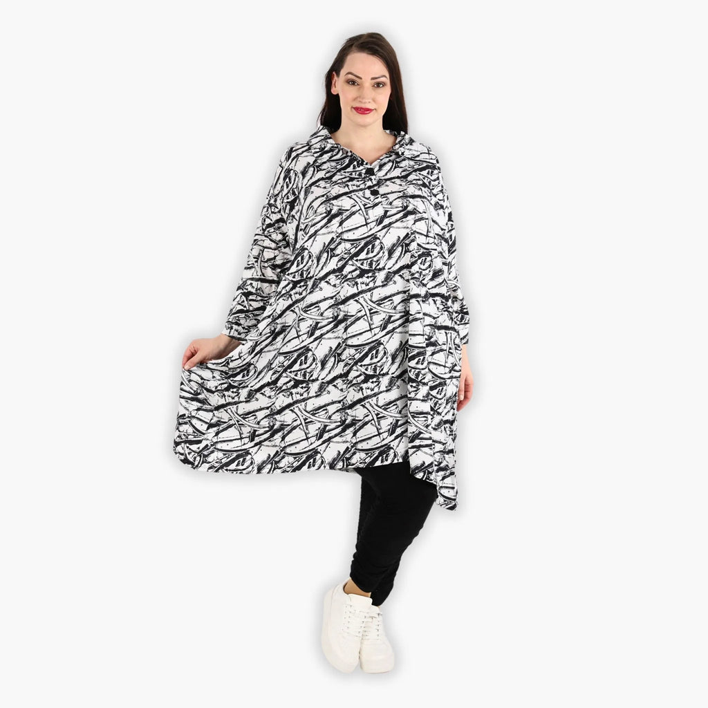  A-Form Bluse von AKH Fashion aus Viskose, 1301.06906, Schwarz-Weiß, Schick, Modern, Bequem