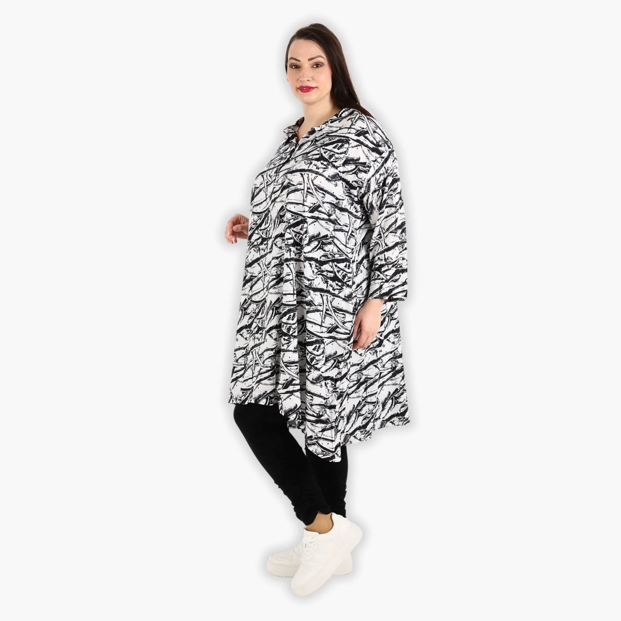  A-Form Bluse von AKH Fashion aus Viskose, 1301.06906, Schwarz-Weiß, Schick, Modern, Bequem