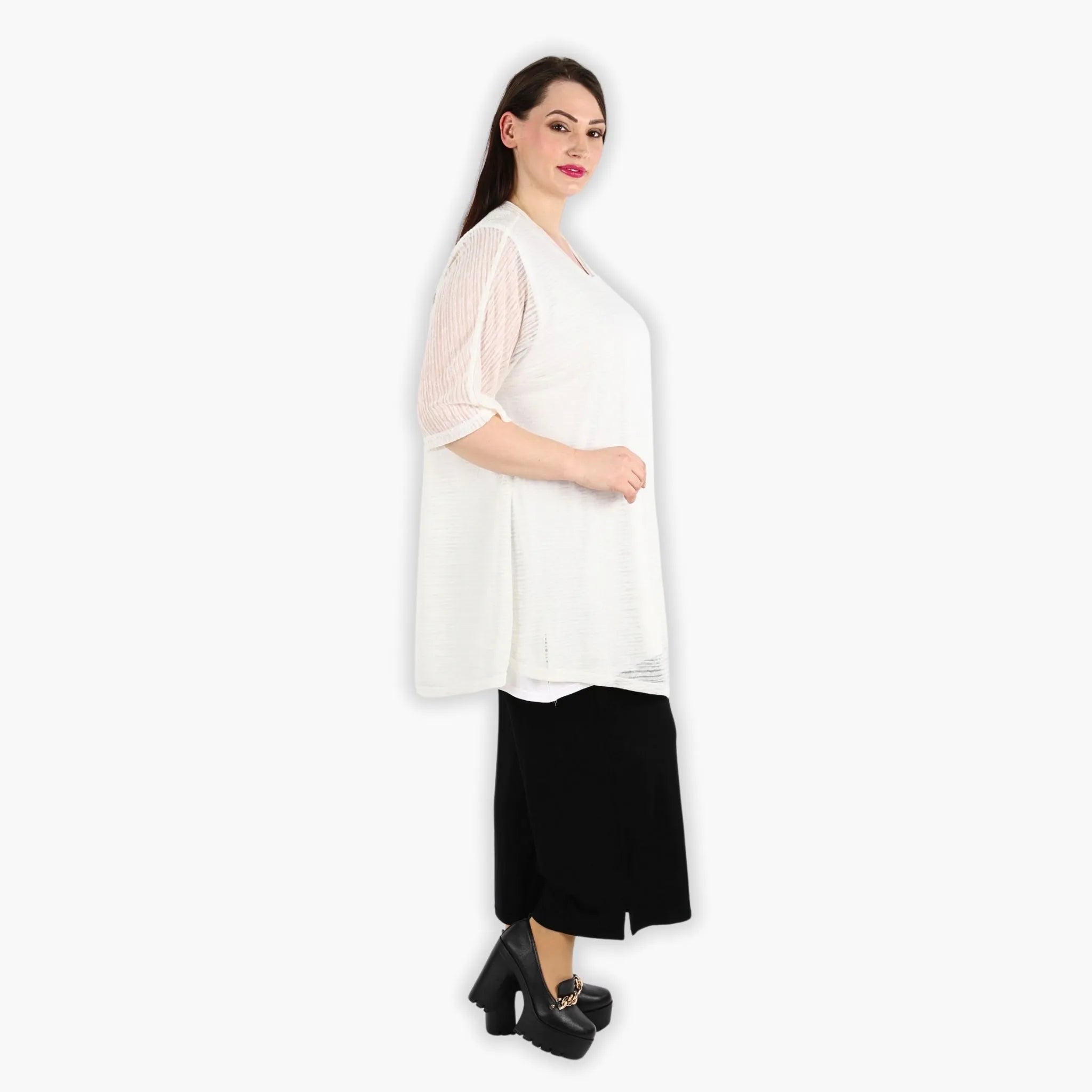  AKH Fashion Bigshirt in gerundeter Form, aus Viskose, 1302.02151, Creme, Schick, Modern