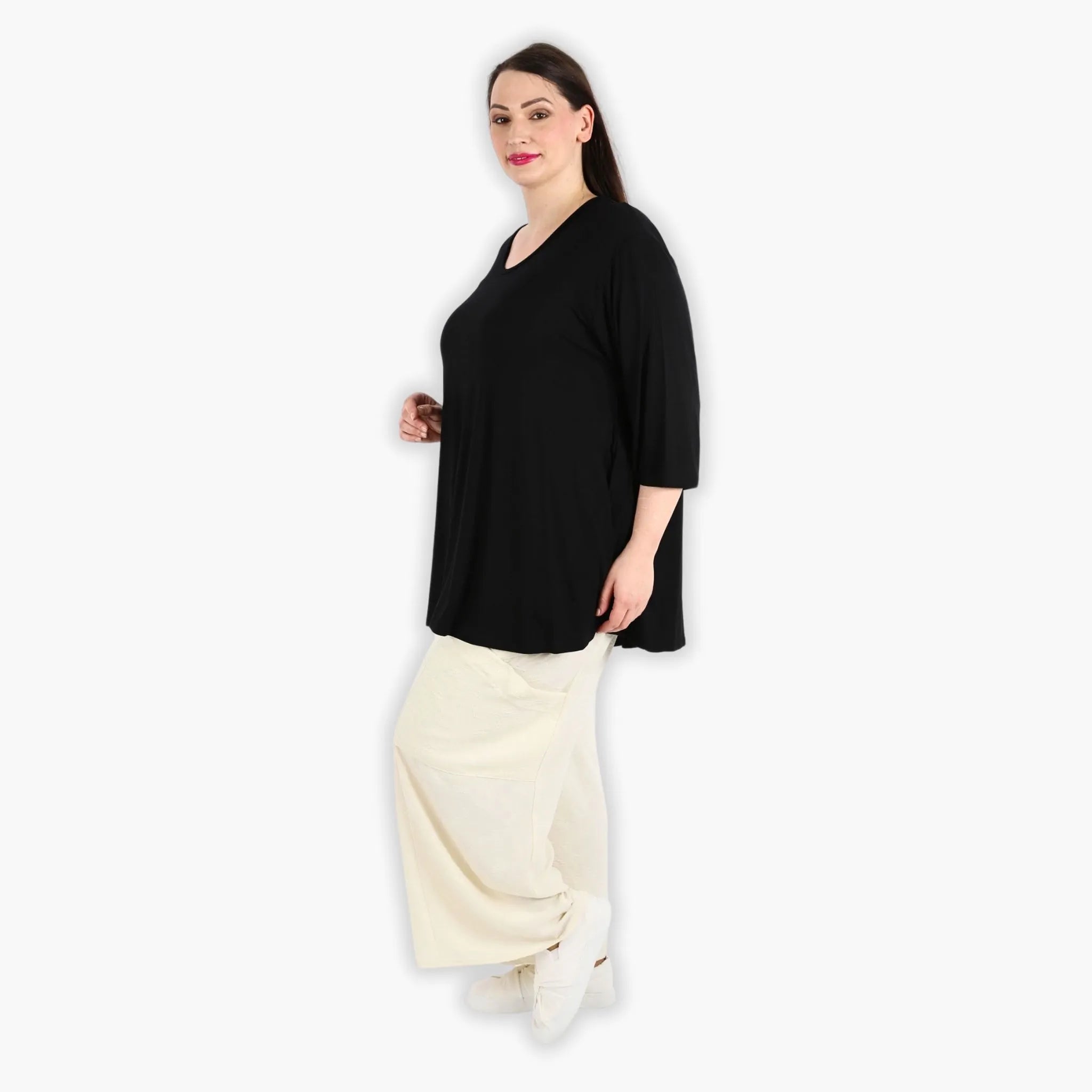  AKH Fashion Hose in gerader Form, aus Materialmix, 1303.06710, Creme, Streifen, Schick