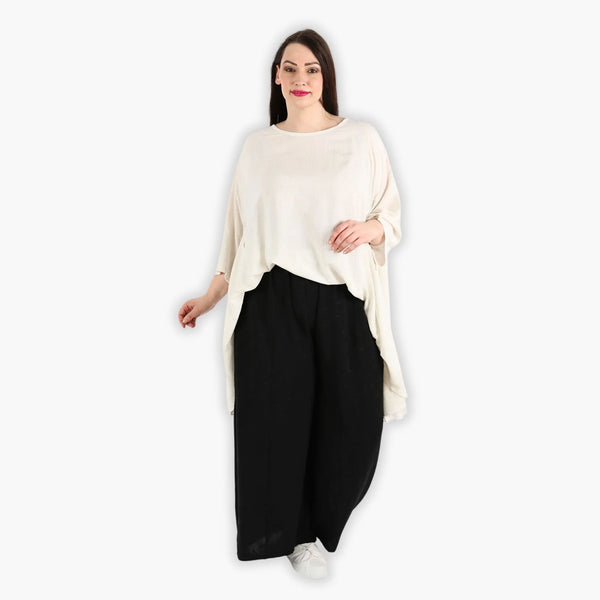 Hose von AKH Fashion aus Materialmix in gerader Form, ausgefallene Lagenlook Mode