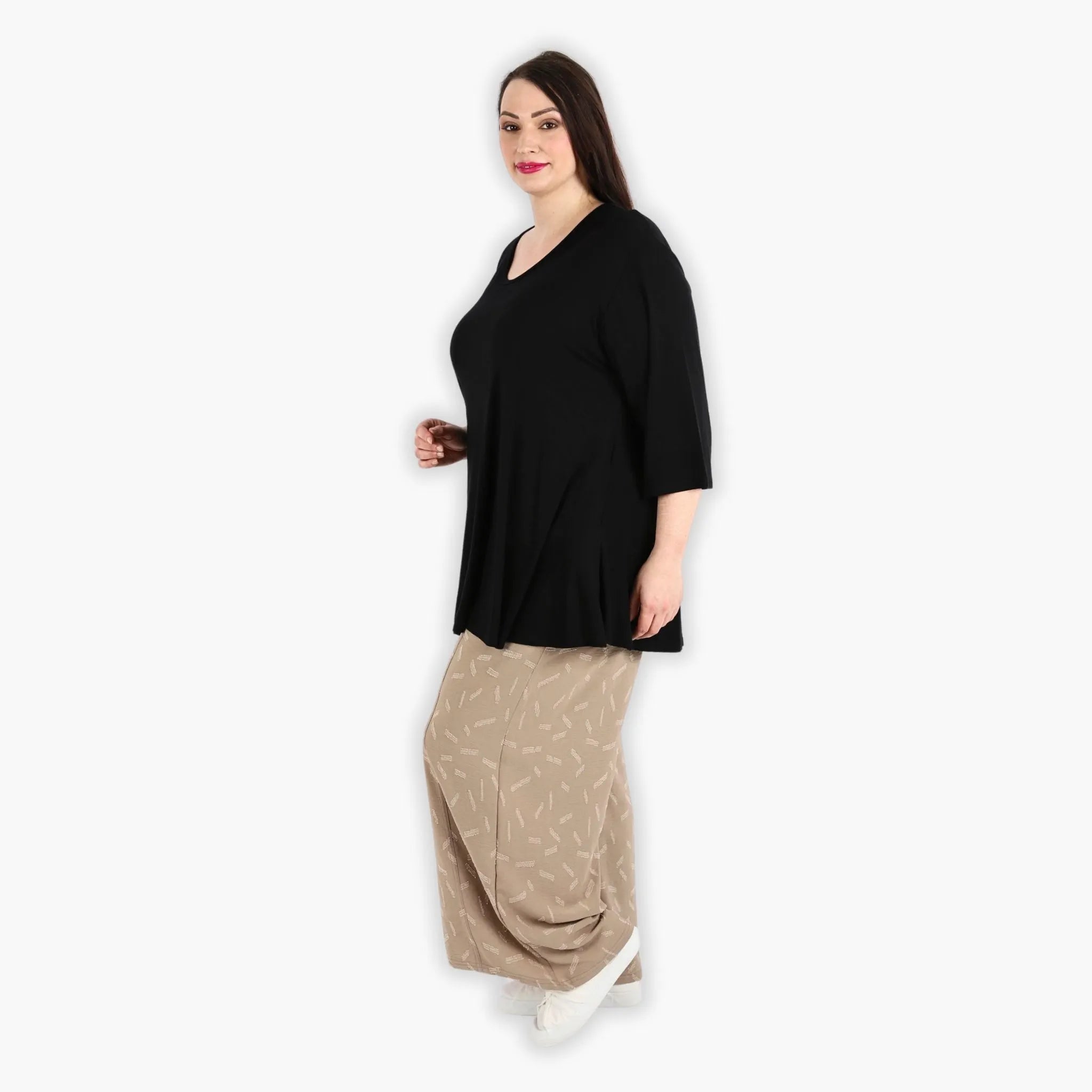  AKH Fashion Hose in gerader Form, aus Materialmix, 1303.06927, Cognac, Streifen, Schick