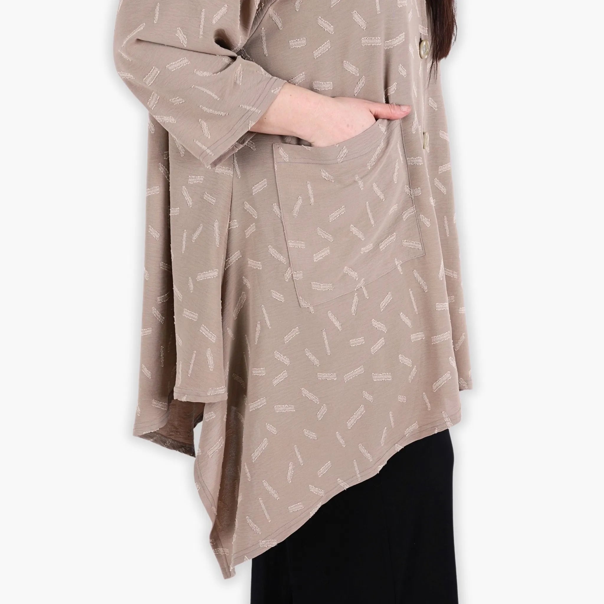  A-Form Jacke von AKH Fashion aus Materialmix, 1303.06935, Cognac, Streifen, Schick