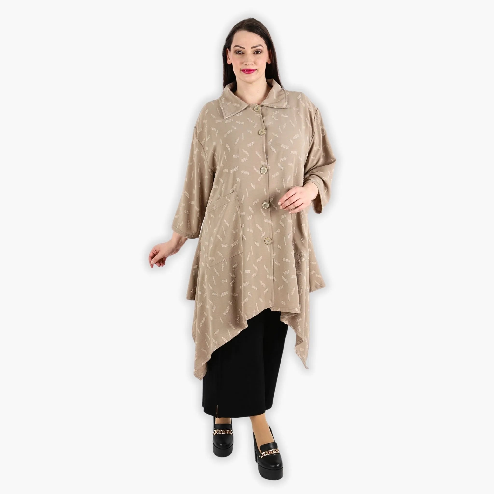  A-Form Jacke von AKH Fashion aus Materialmix, 1303.06935, Cognac, Streifen, Schick