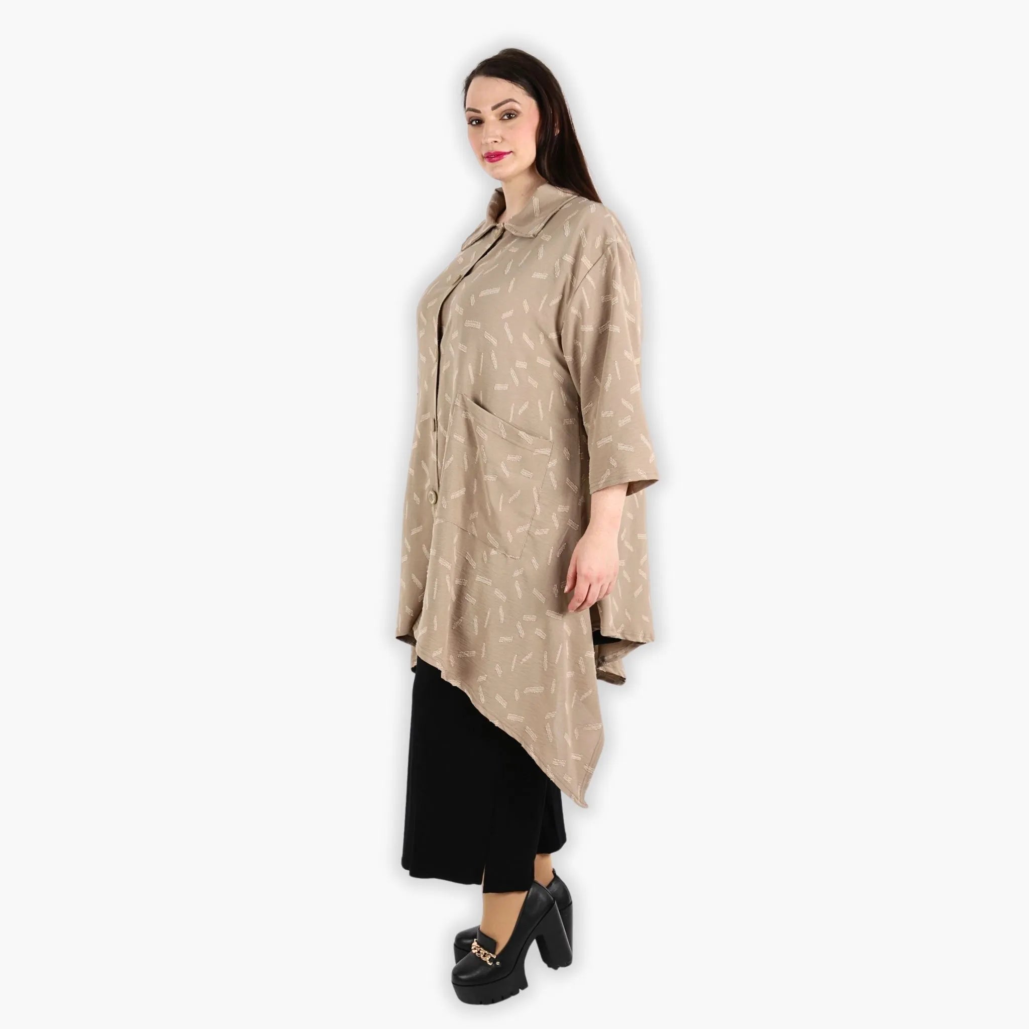  A-Form Jacke von AKH Fashion aus Materialmix, 1303.06935, Cognac, Streifen, Schick