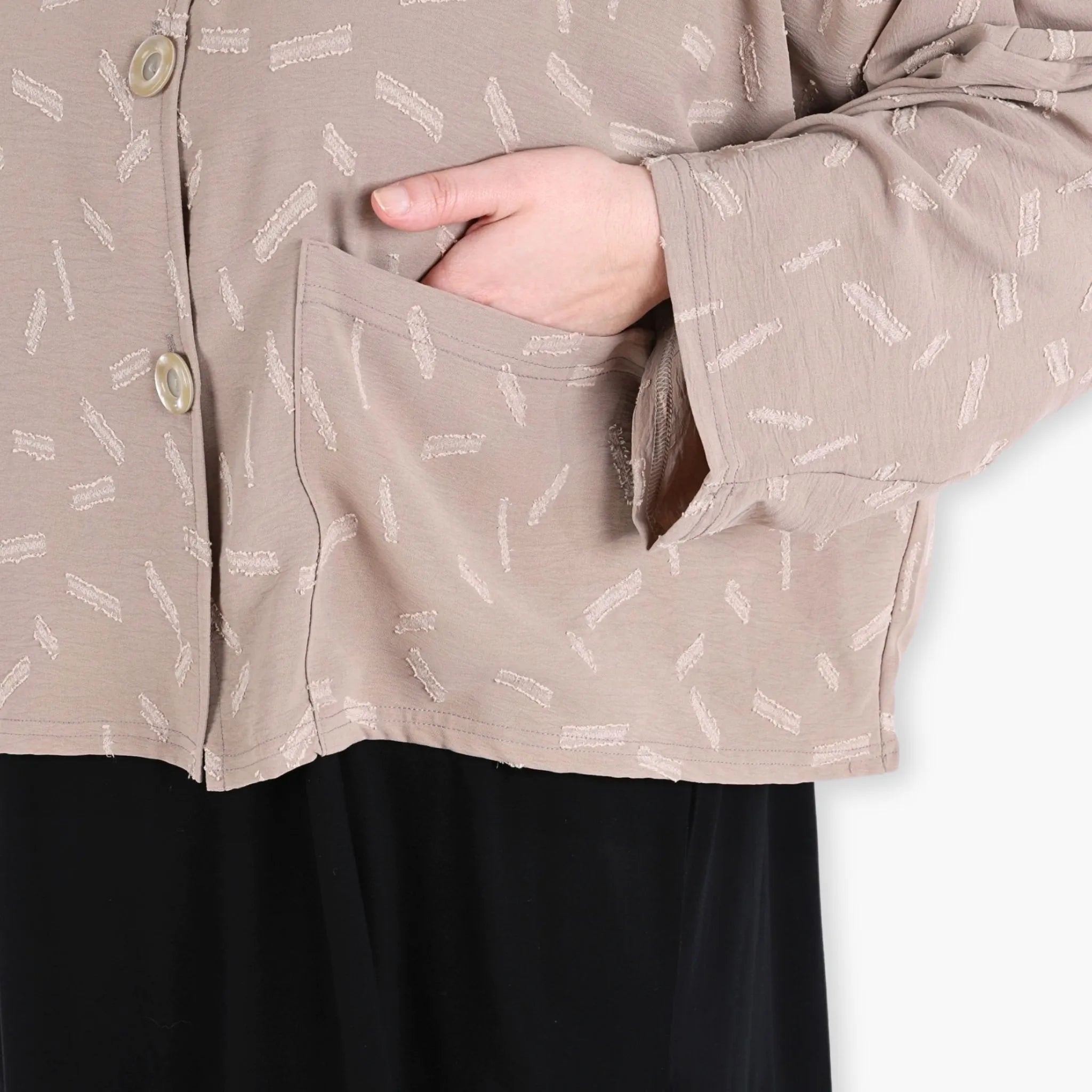 Jacke von AKH Fashion aus Materialmix in gerader Form, ausgefallene Lagenlook Mode