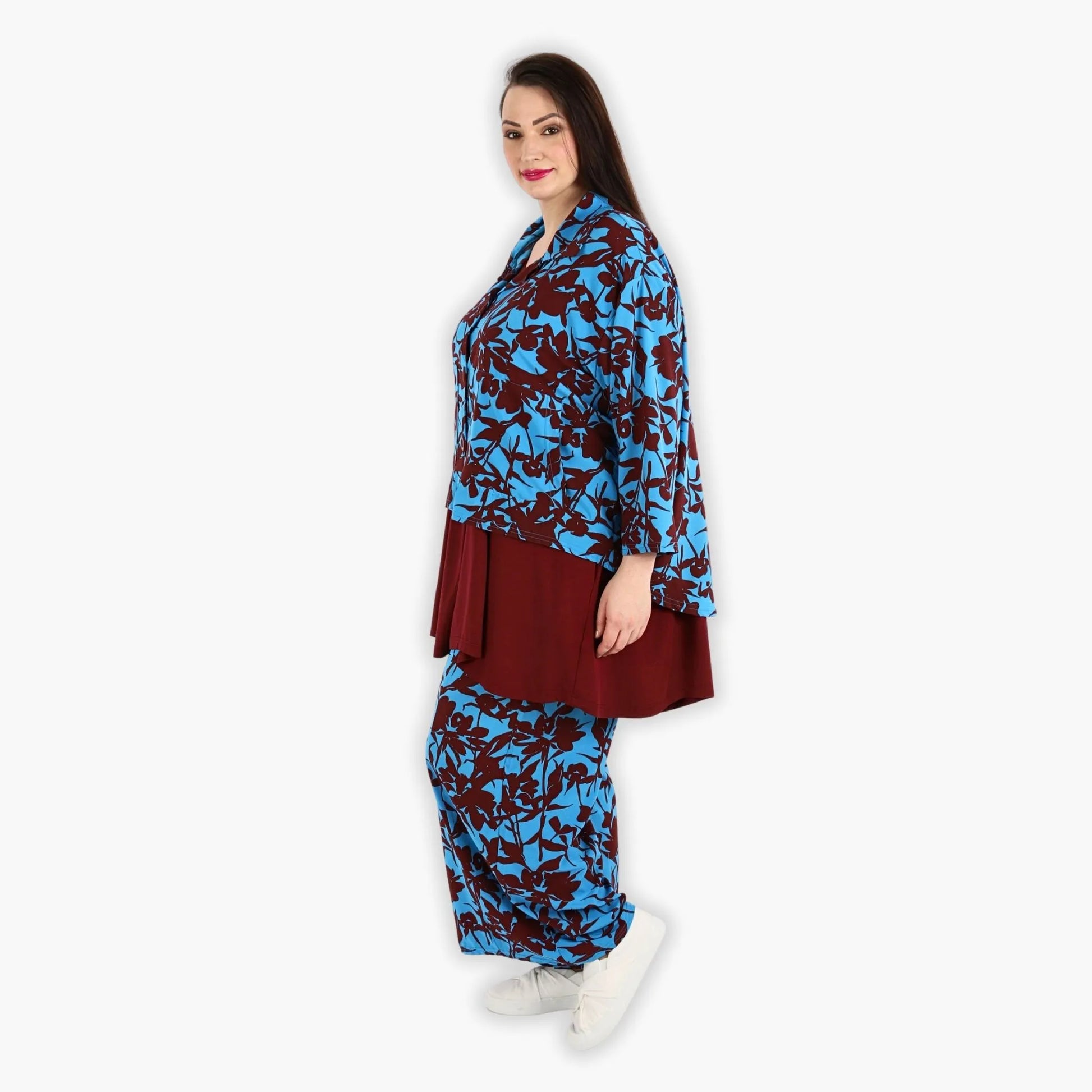  Jacke von AKH Fashion aus Viskose in gerundeter Form, 1304.06910, Maroon-Blau, Ausgefallen