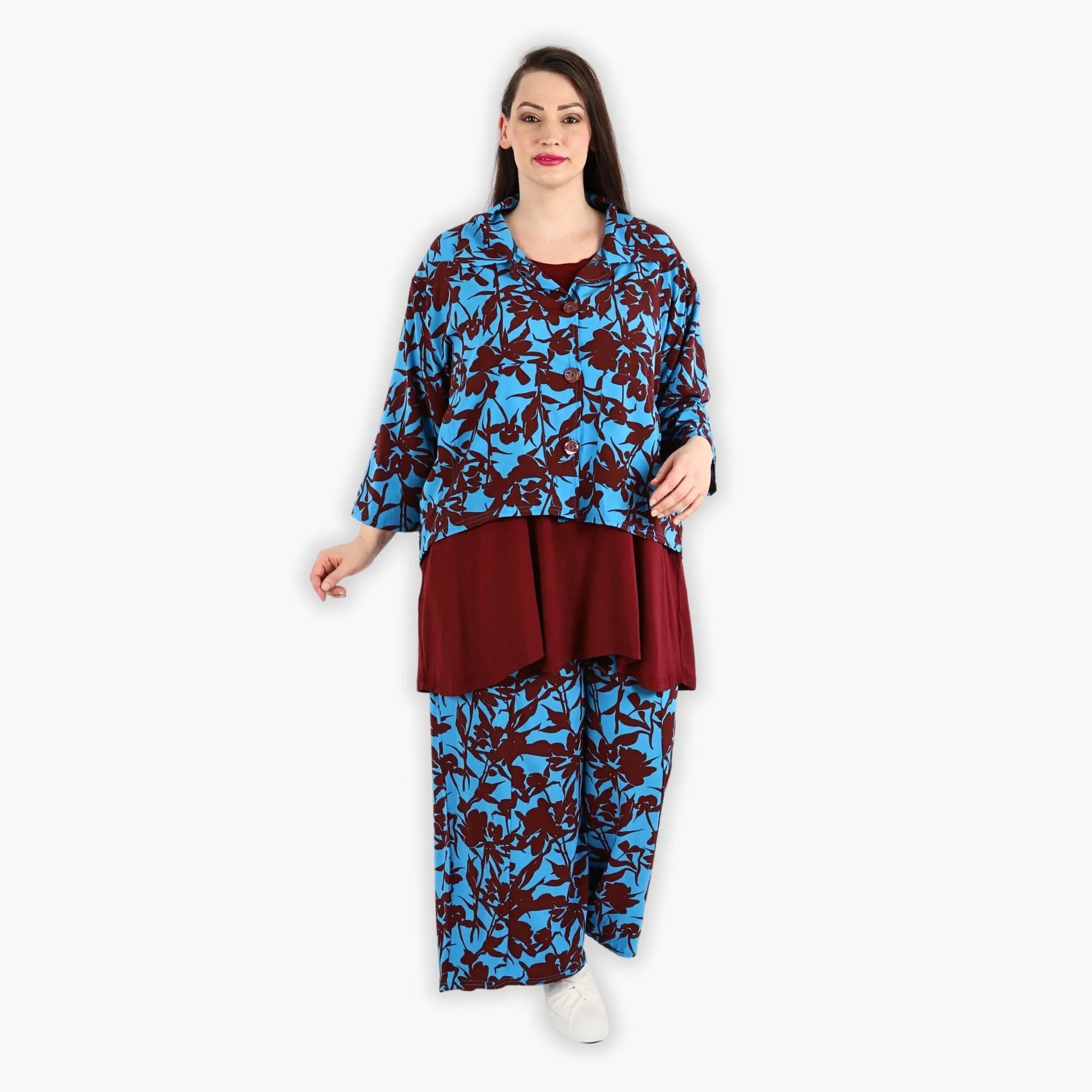  Jacke von AKH Fashion aus Viskose in gerundeter Form, 1304.06910, Maroon-Blau, Ausgefallen