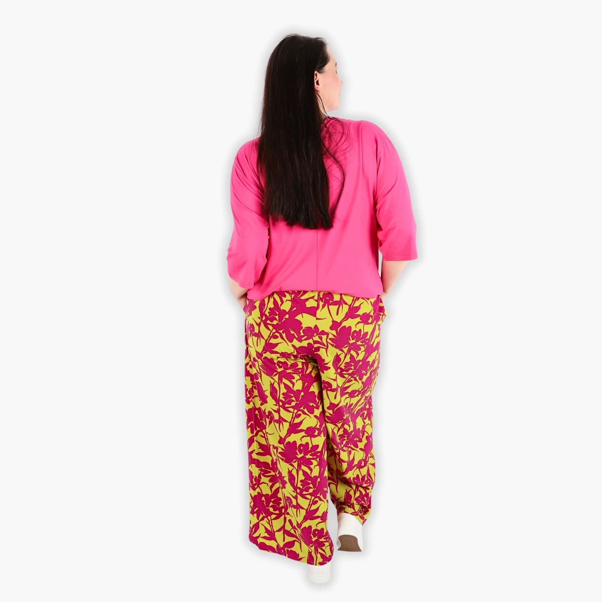  AKH Fashion Hose in gerader Form, aus Viskose, 1304.06927, Lila-Lime, Blumen, Schick