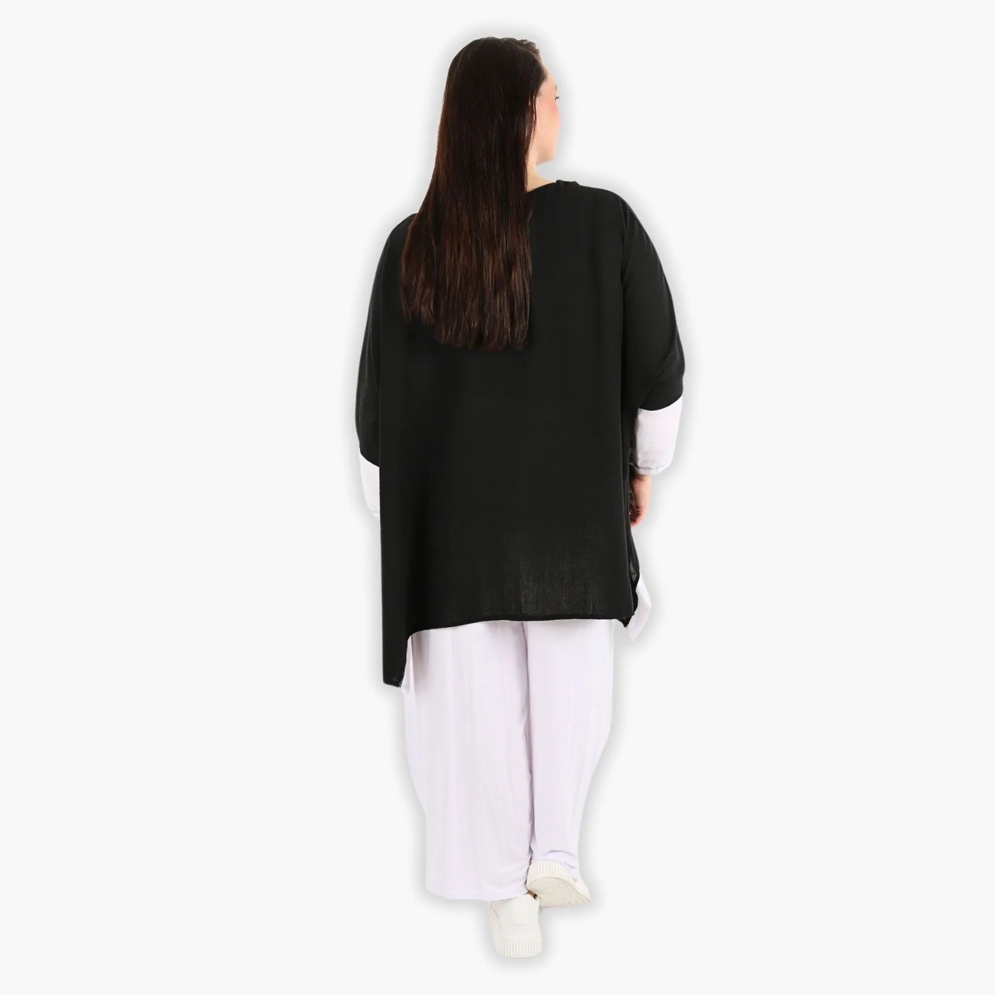  A-Form Bigshirt von AKH Fashion aus Viskose, 1305.02413, Schwarz-Weiß, Schick, Modern, Bequem