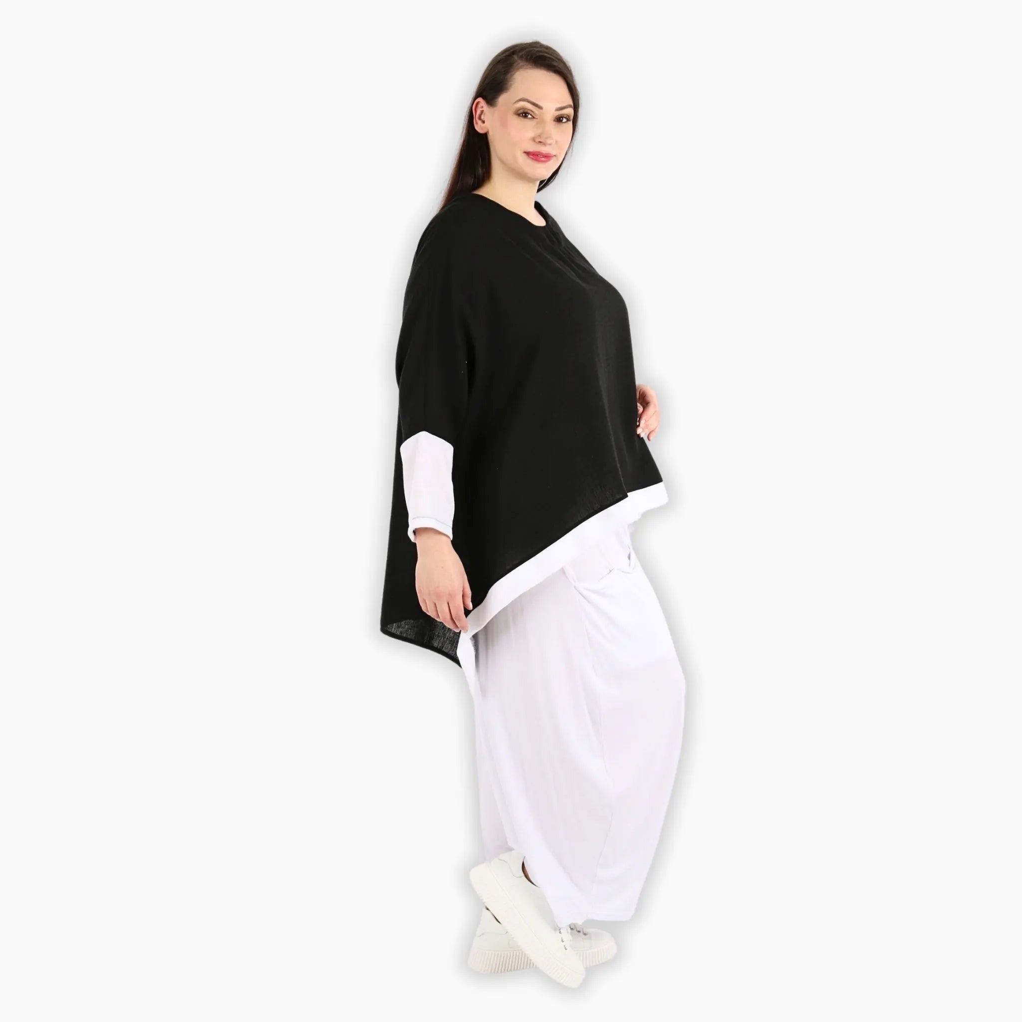 A-Form Bigshirt von AKH Fashion aus Viskose, 1305.02413, Schwarz-Weiß, Schick, Modern, Bequem