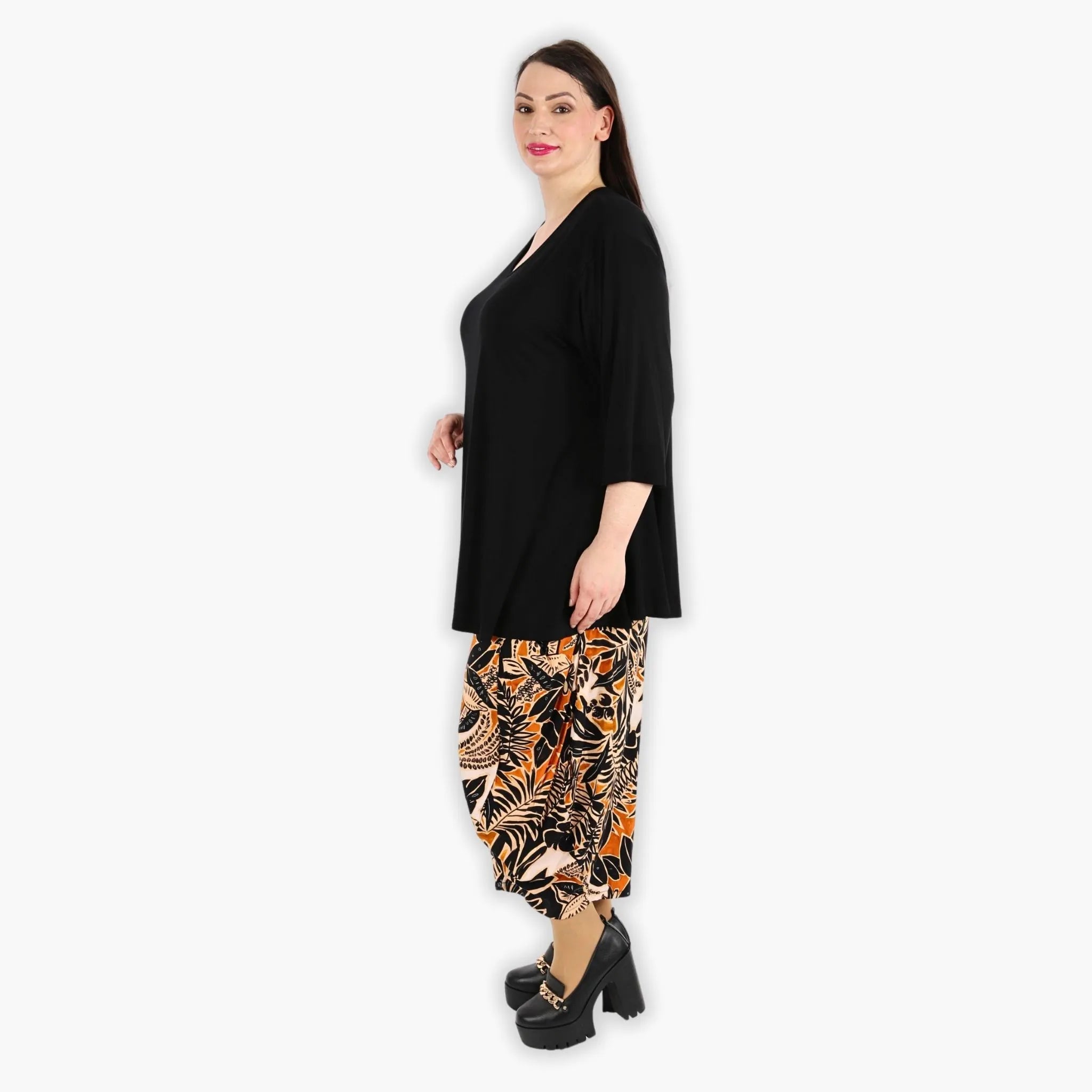  Ballonhose von AKH Fashion aus Viskose, 1307.08069, Schwarz-Cognac-Beige, Farbmix, Schick