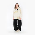  AKH Fashion Jacke in gerundeter Form, aus Viskose, 1377.00140, Senf-Ecru, Gerippt, Schick