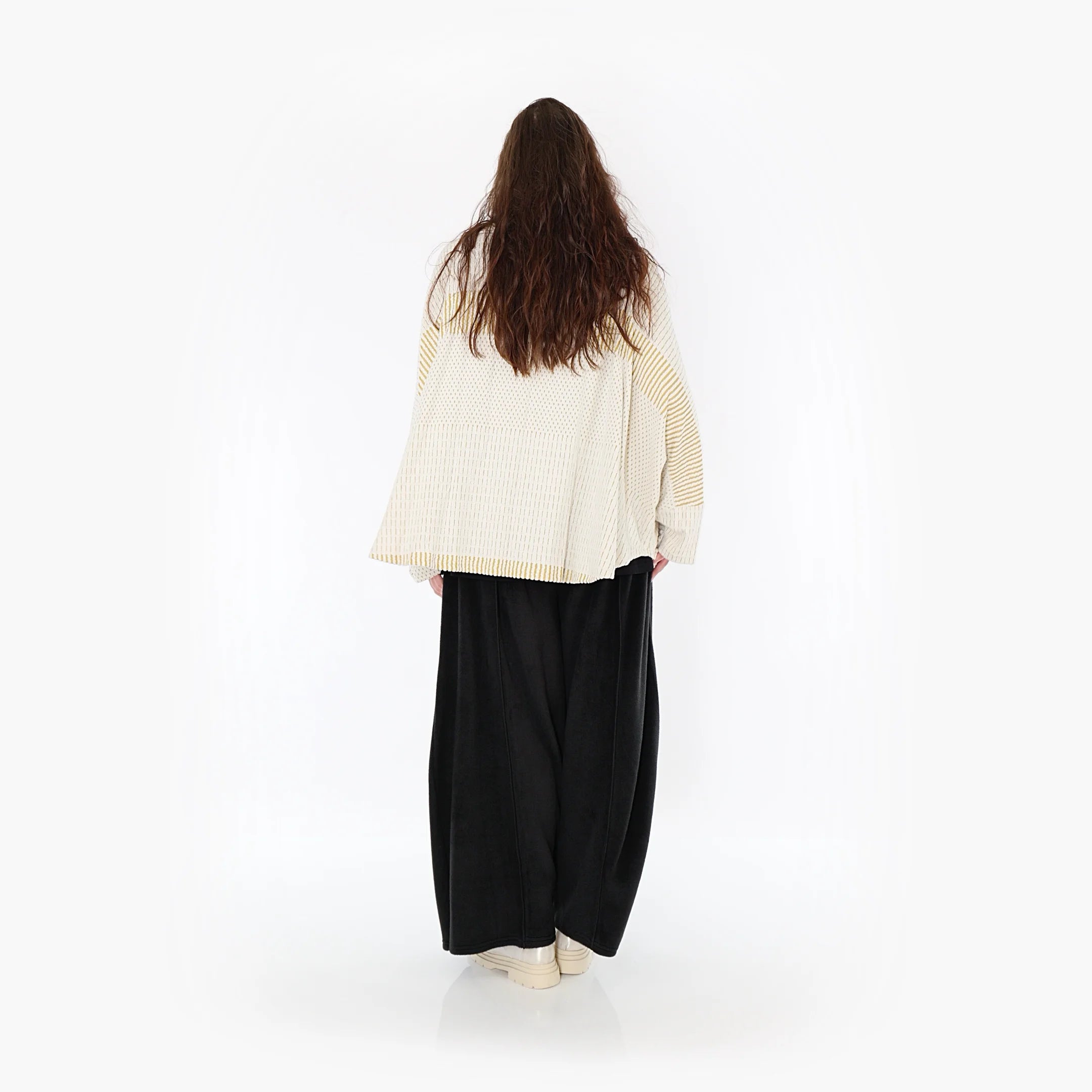  AKH Fashion Jacke in gerundeter Form, aus Viskose, 1377.00140, Senf-Ecru, Gerippt, Schick