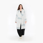 Ballonmantel von AKH Fashion aus Viskose, 1377.02494, Blau-Ecru, Gerippt, Schick, Modern
