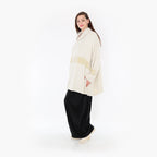  A-Form Bigshirt von AKH Fashion aus Viskose, 1377.0593R, Senf-Ecru, Gerippt, Schick, Modern